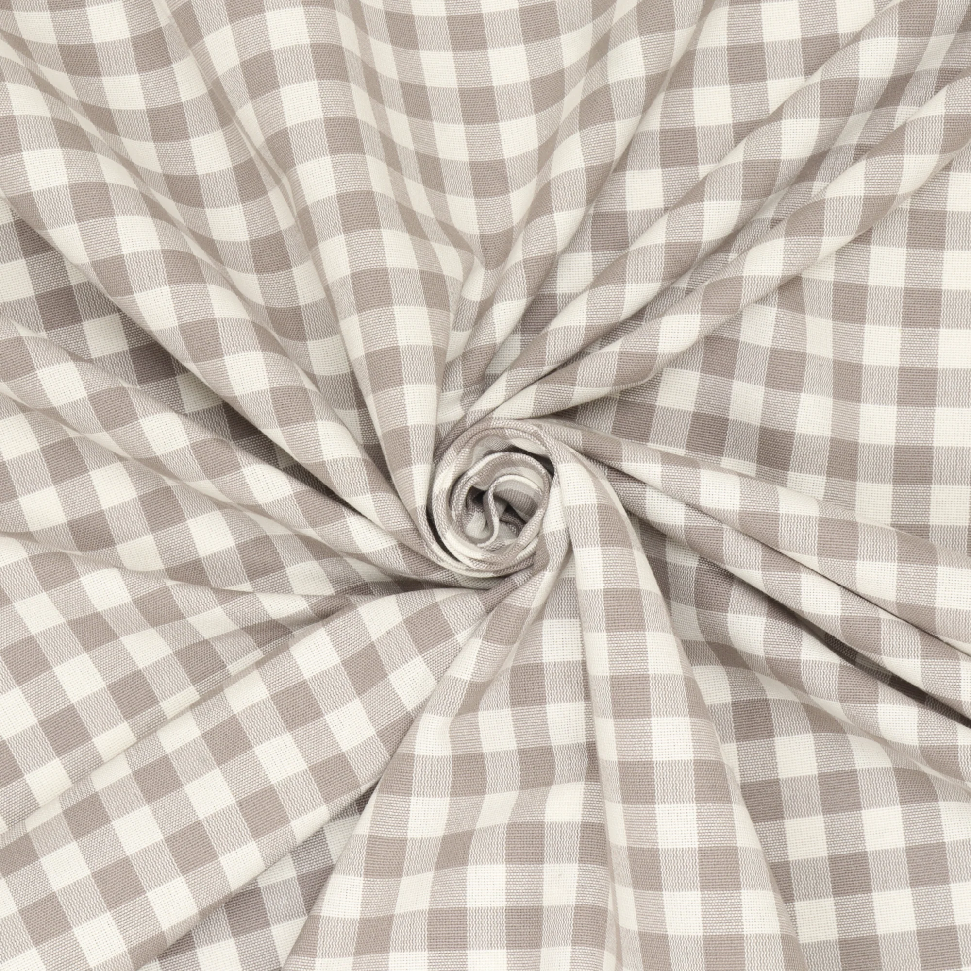 Gingham Check Fabric - Taupe - Image 3