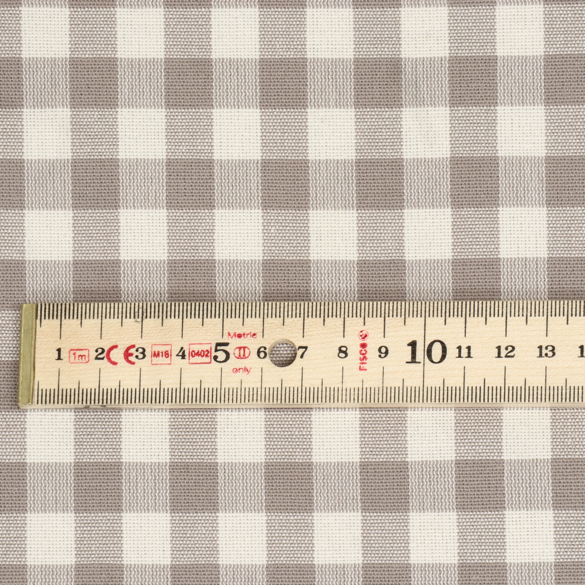 Gingham Check Fabric - Taupe - Image 4