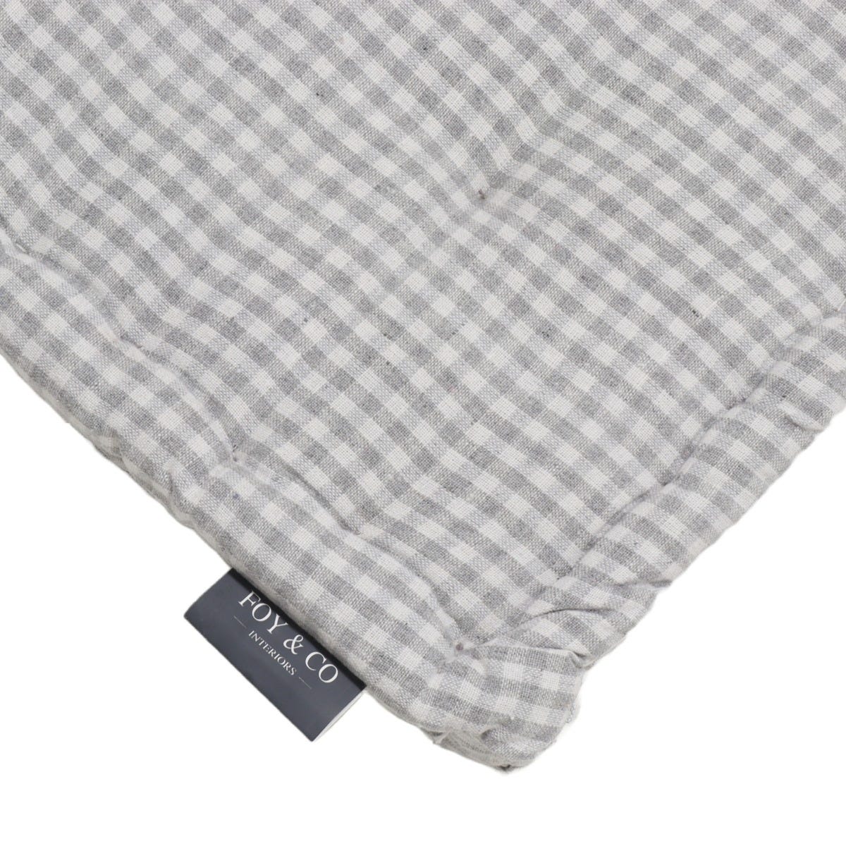 Gingham Grey Cotton Floor Cushion - Image 3