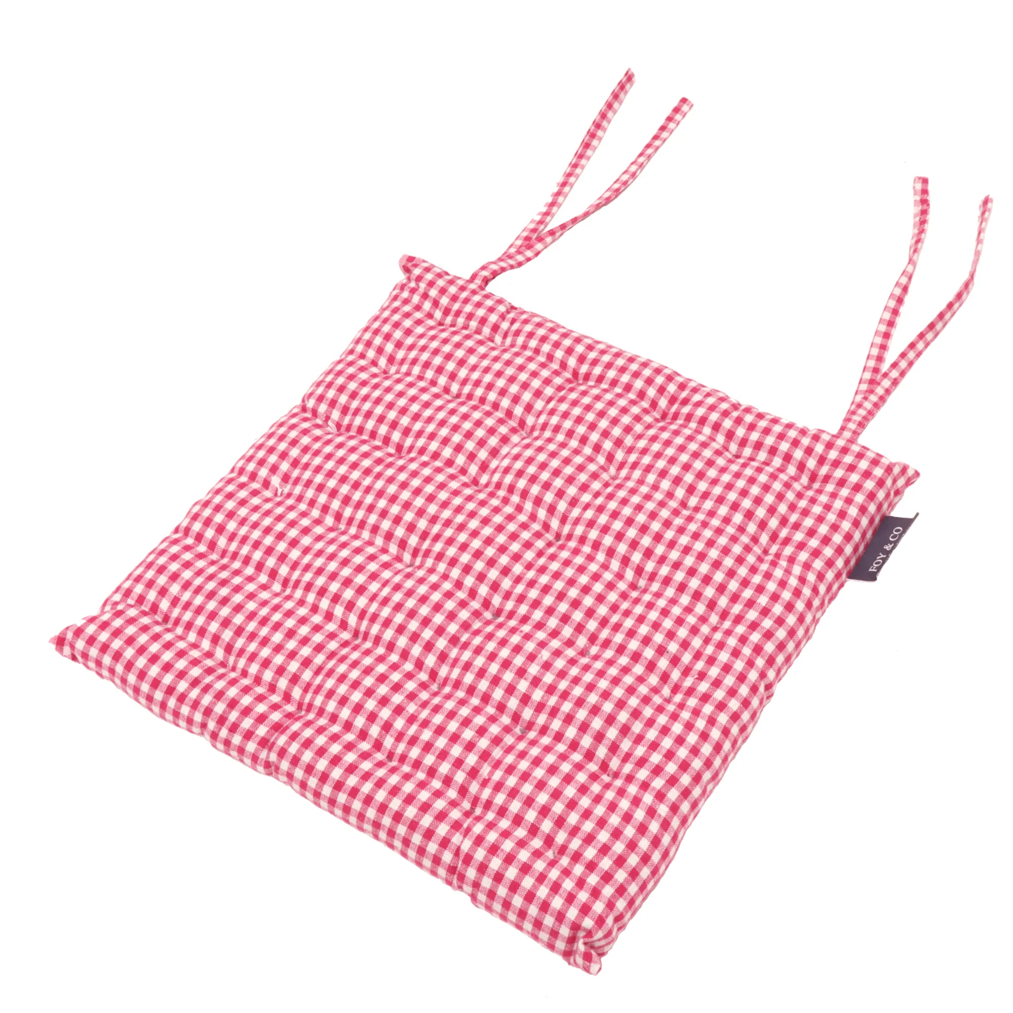 Gingham Raspberry Cotton Seat Pad