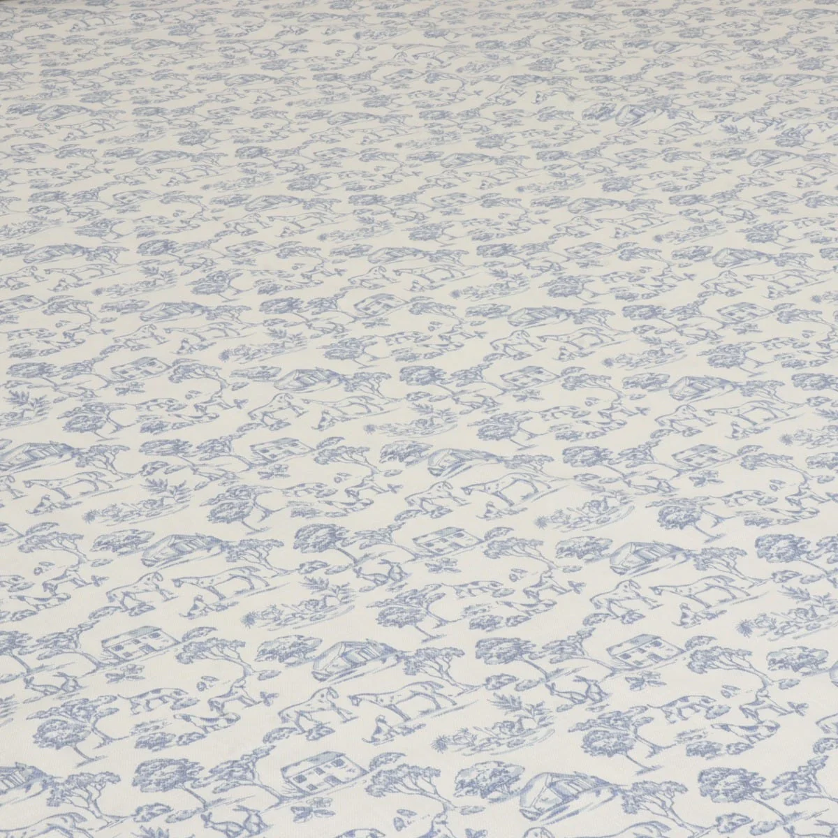 Giverny Countryside Blue on White Fabric - Image 4