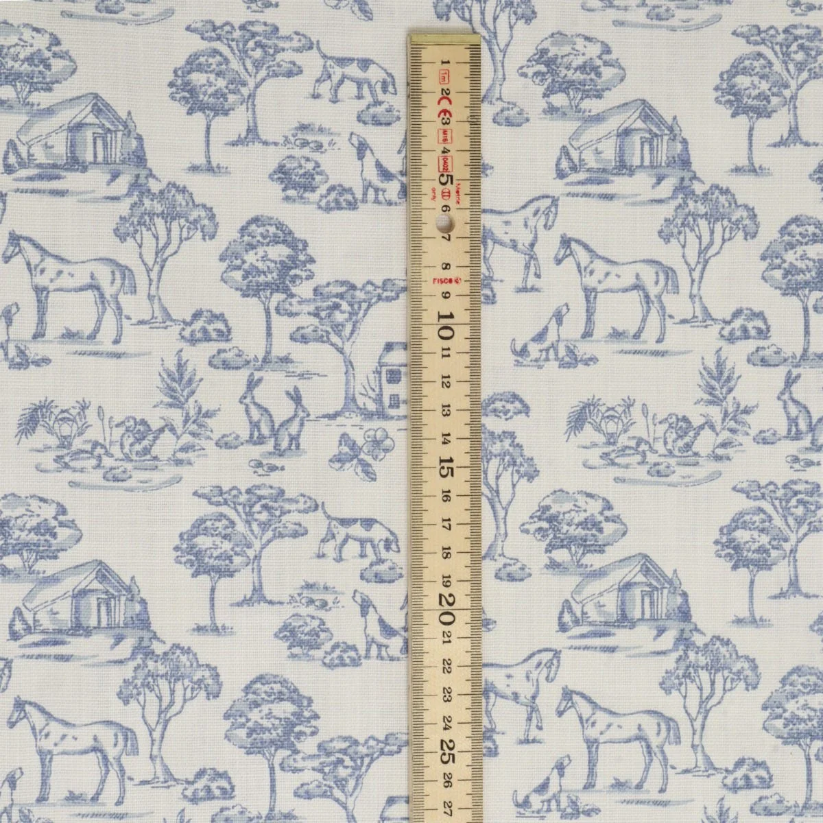 Giverny Countryside Blue on White Fabric - Image 5