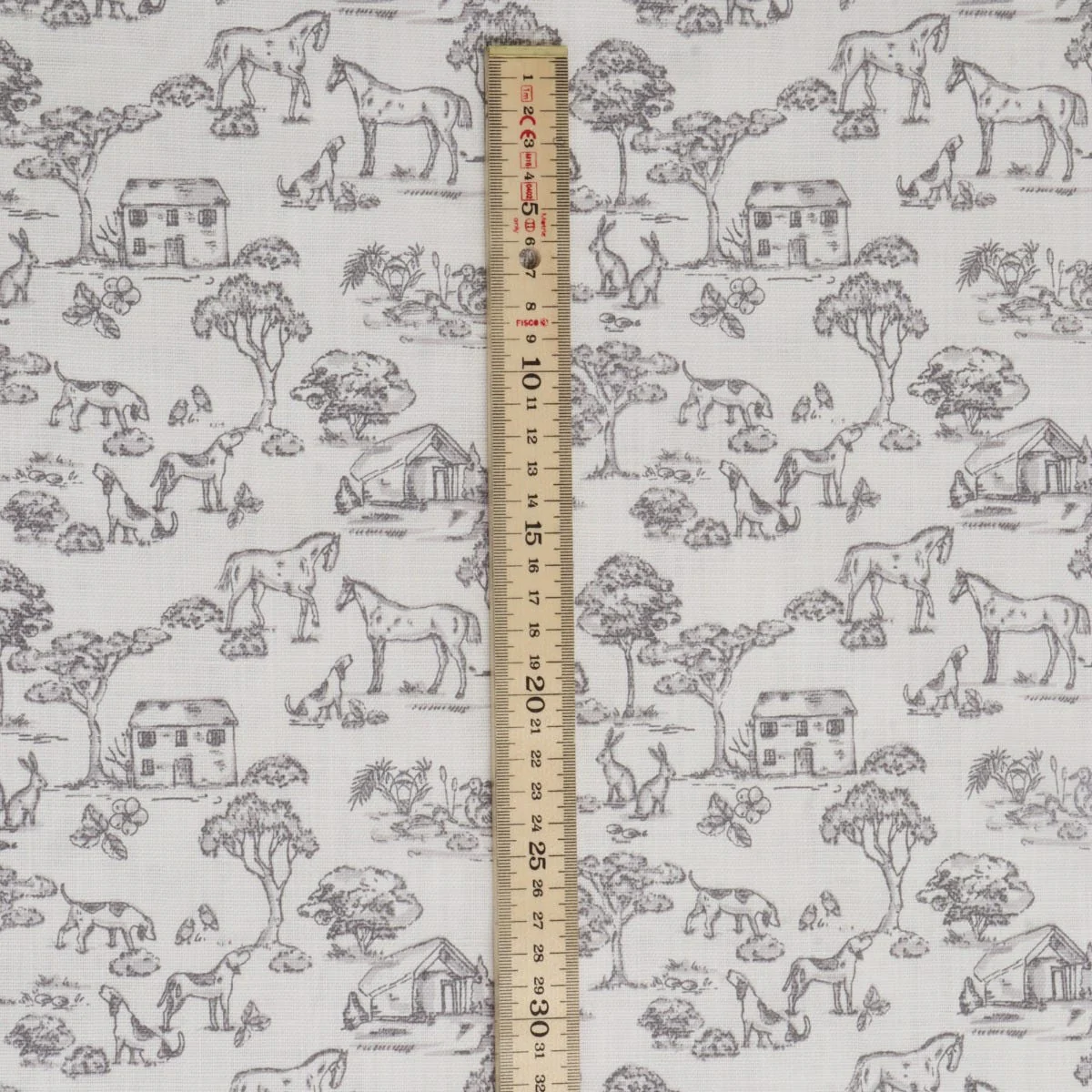 Giverny Countryside Grey on White Fabric - Image 5