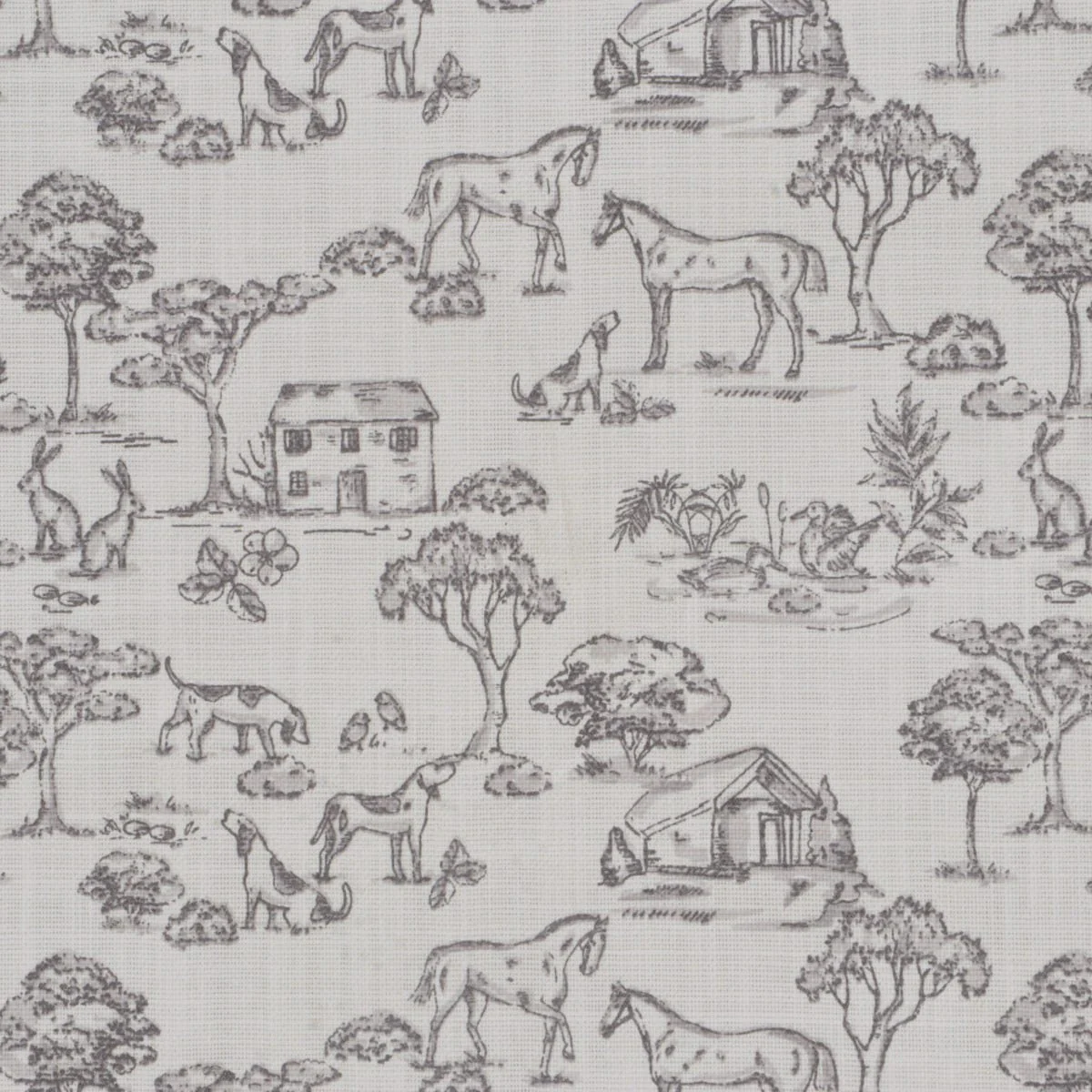 Giverny Countryside Grey on White Fabric - Image 6