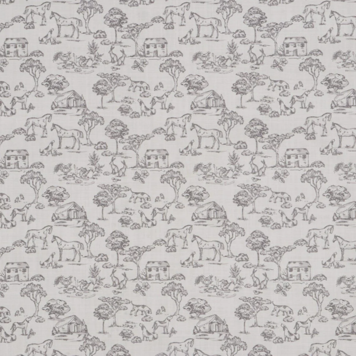 Giverny Countryside Grey on White Fabric - Image 7