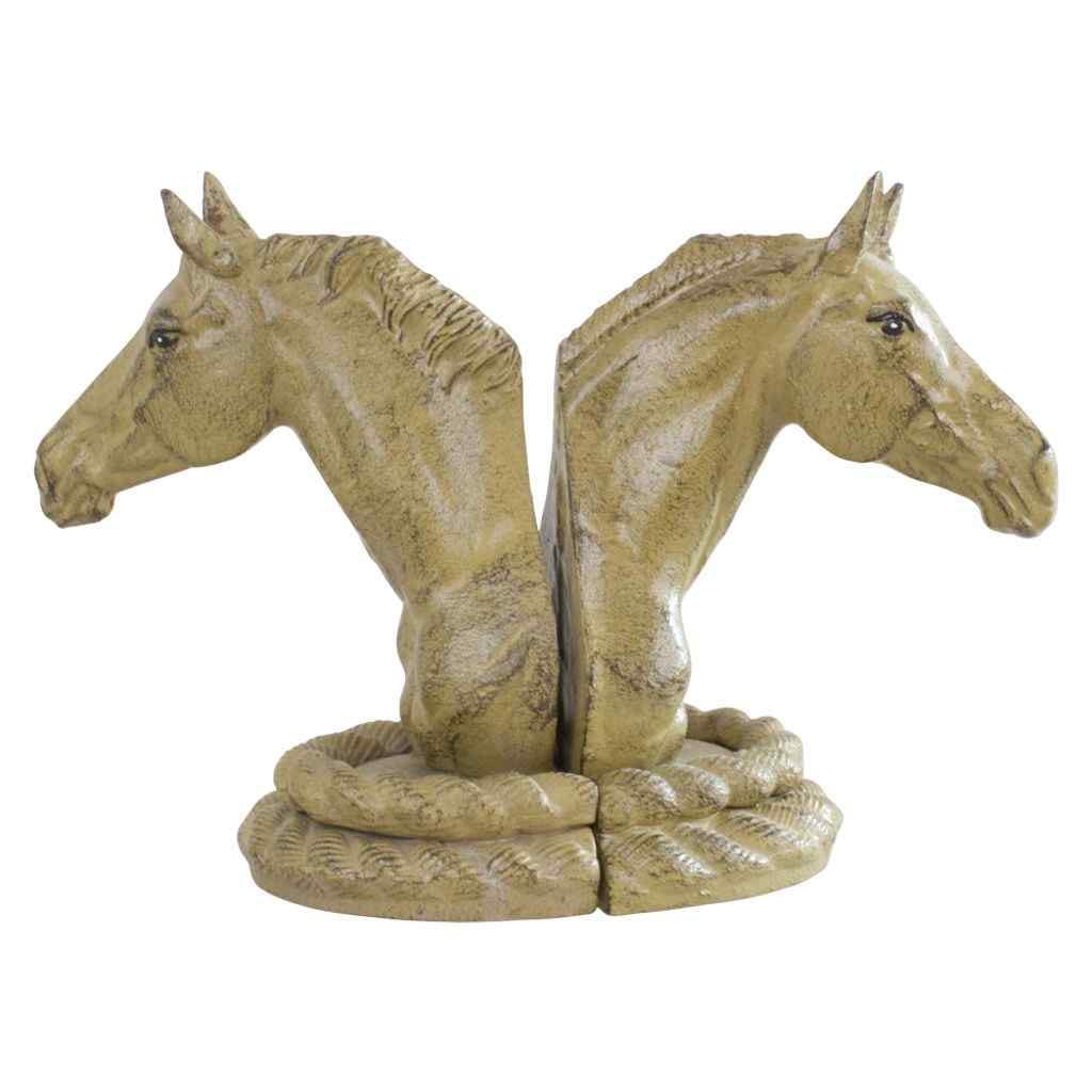 Cast Iron Horse Head Bookends Olive