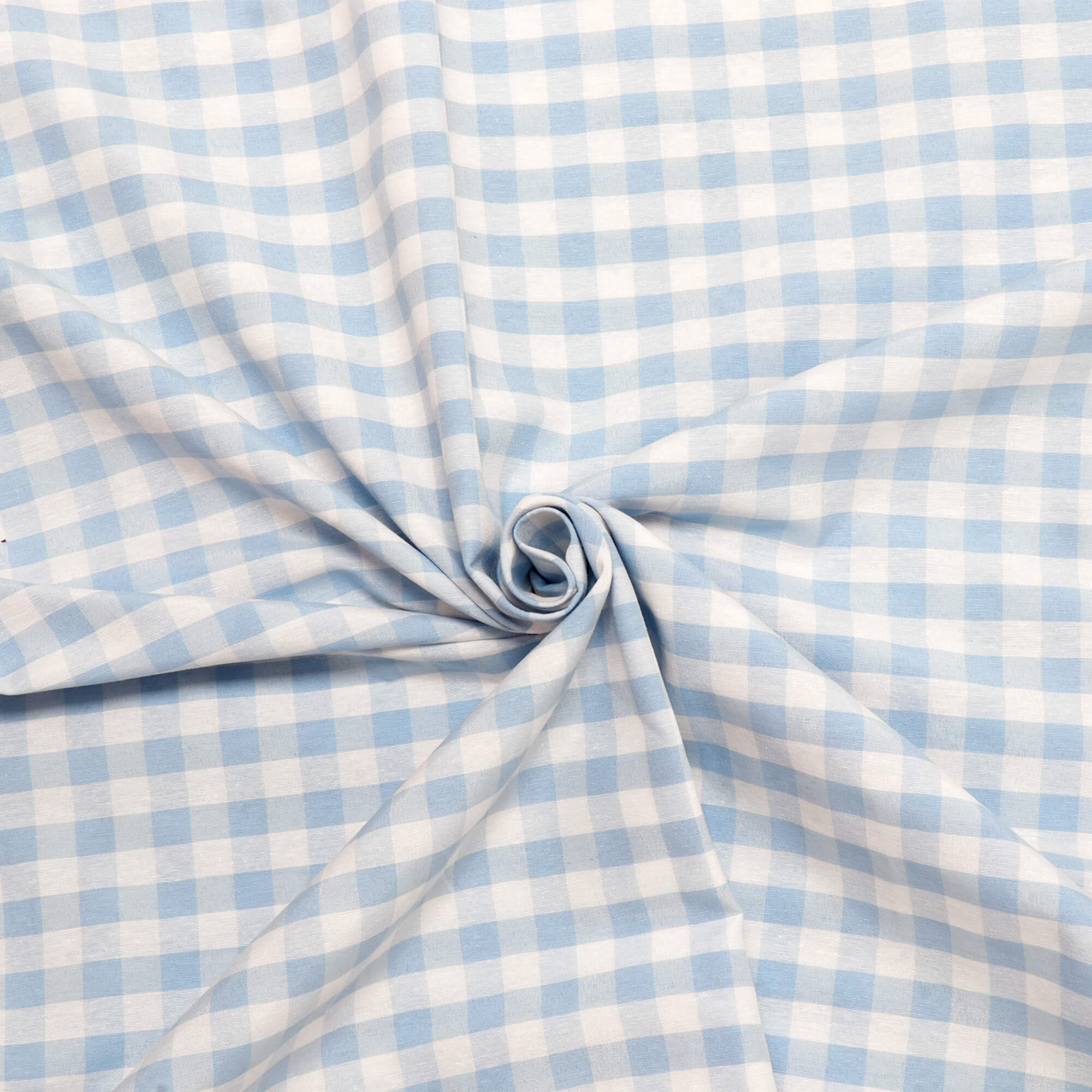 Ibiza Gingham Azul Blue Double Width Fabric - Image 3