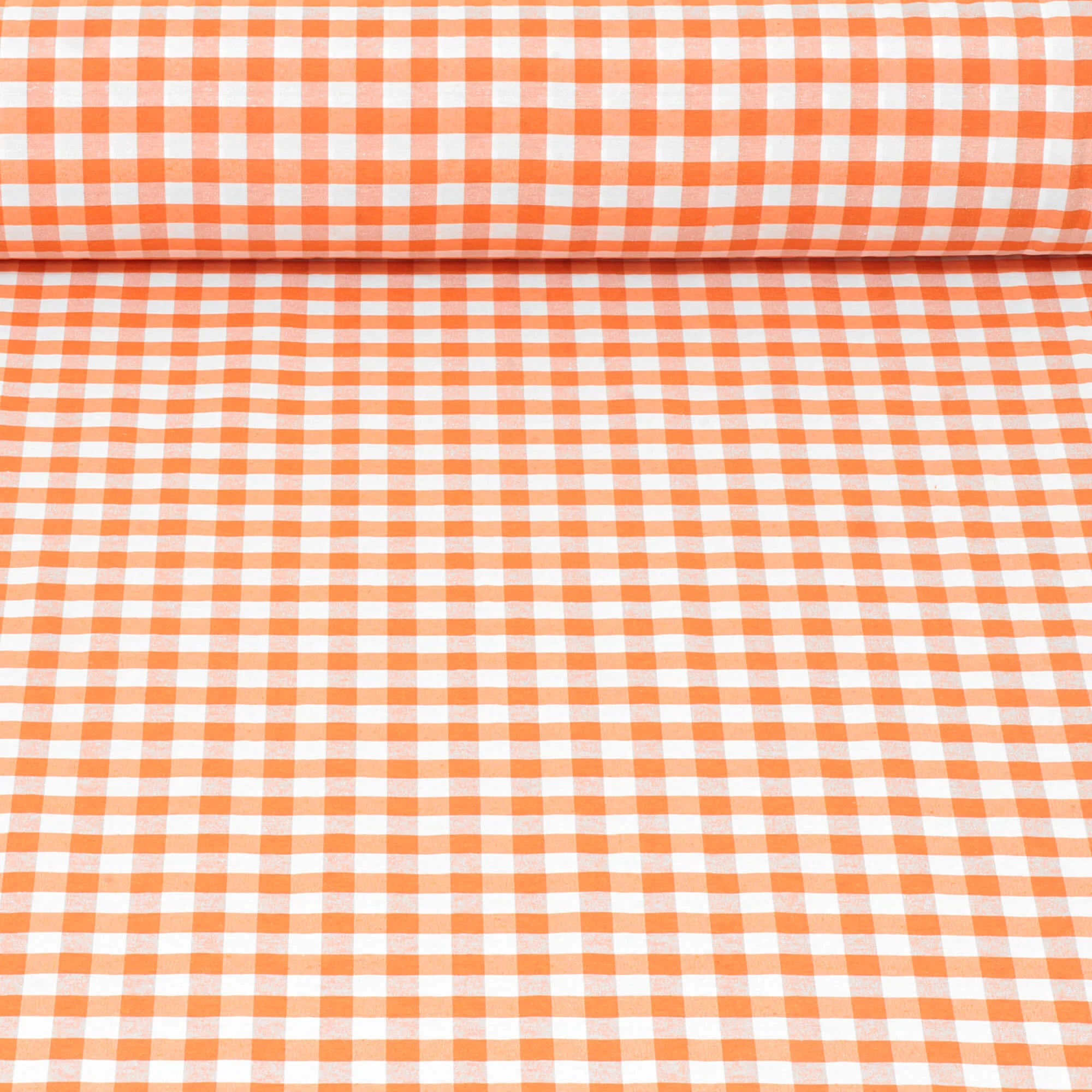 Ibiza Gingham Orange Double Width Fabric - Image 2