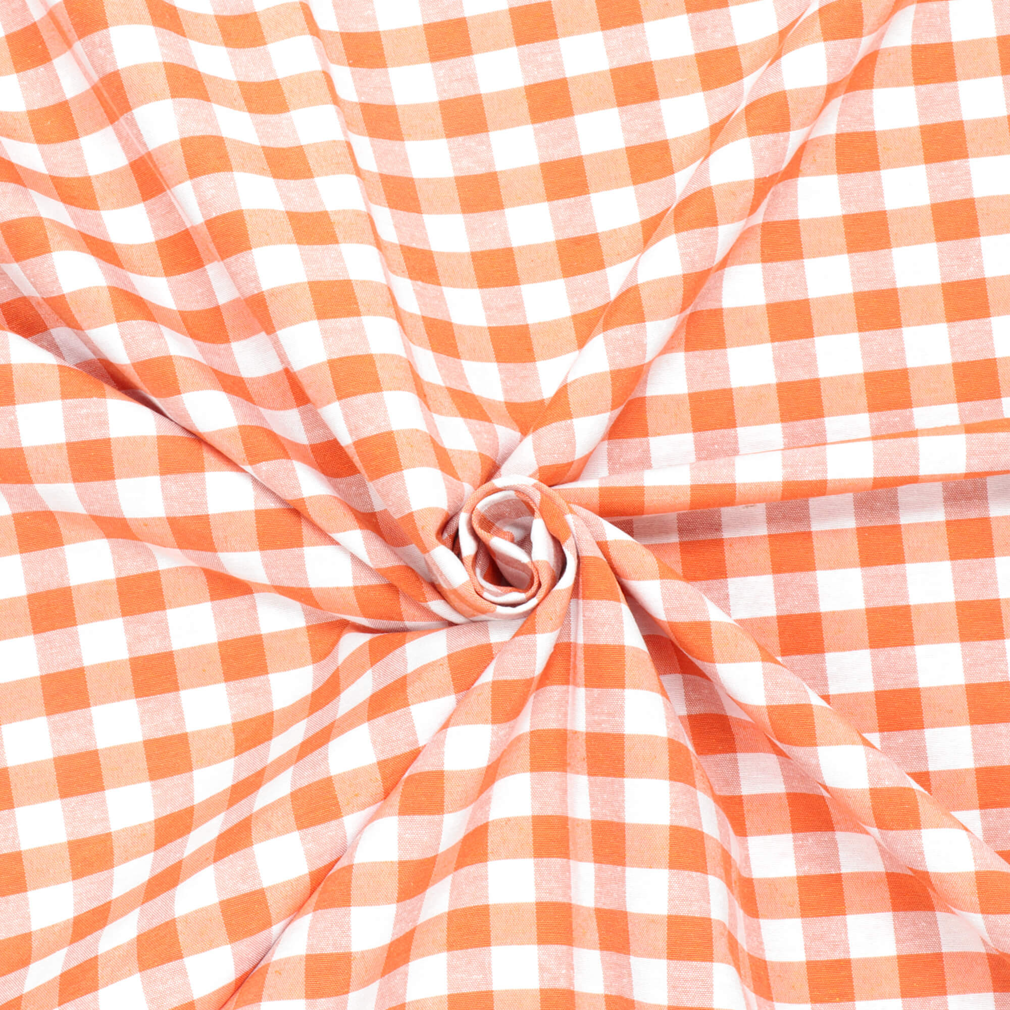 Ibiza Gingham Orange Double Width Fabric - Image 3