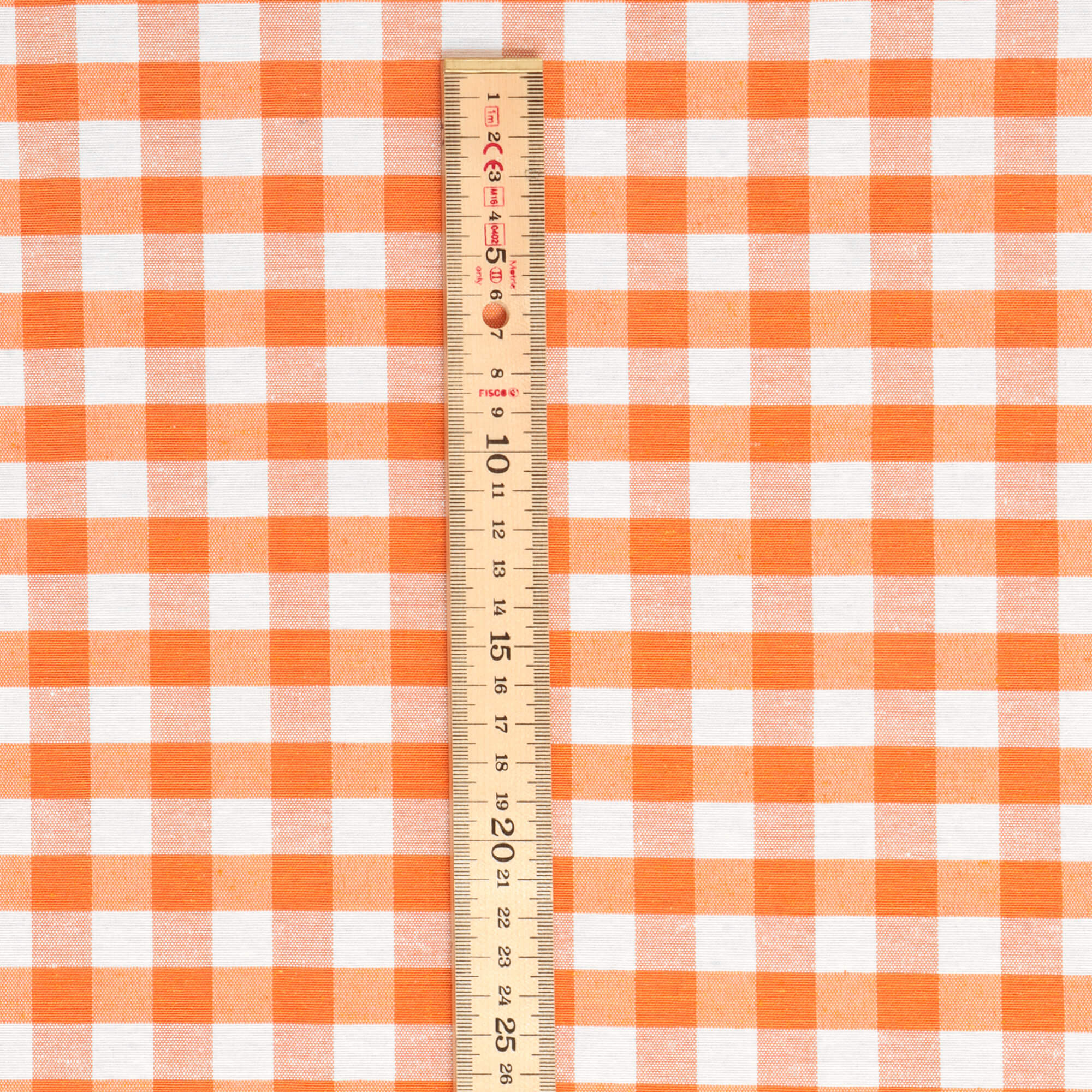 Ibiza Gingham Orange Double Width Fabric - Image 4