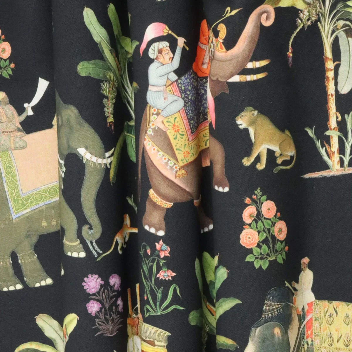 Indian Elephants Black 140cm Fabric - Image 7
