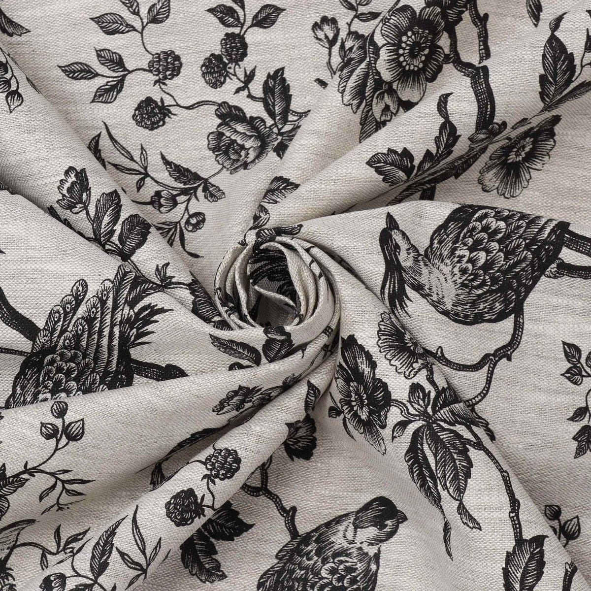 Isabelle Bird Charcoal Toile Linen Fabric - Image 3