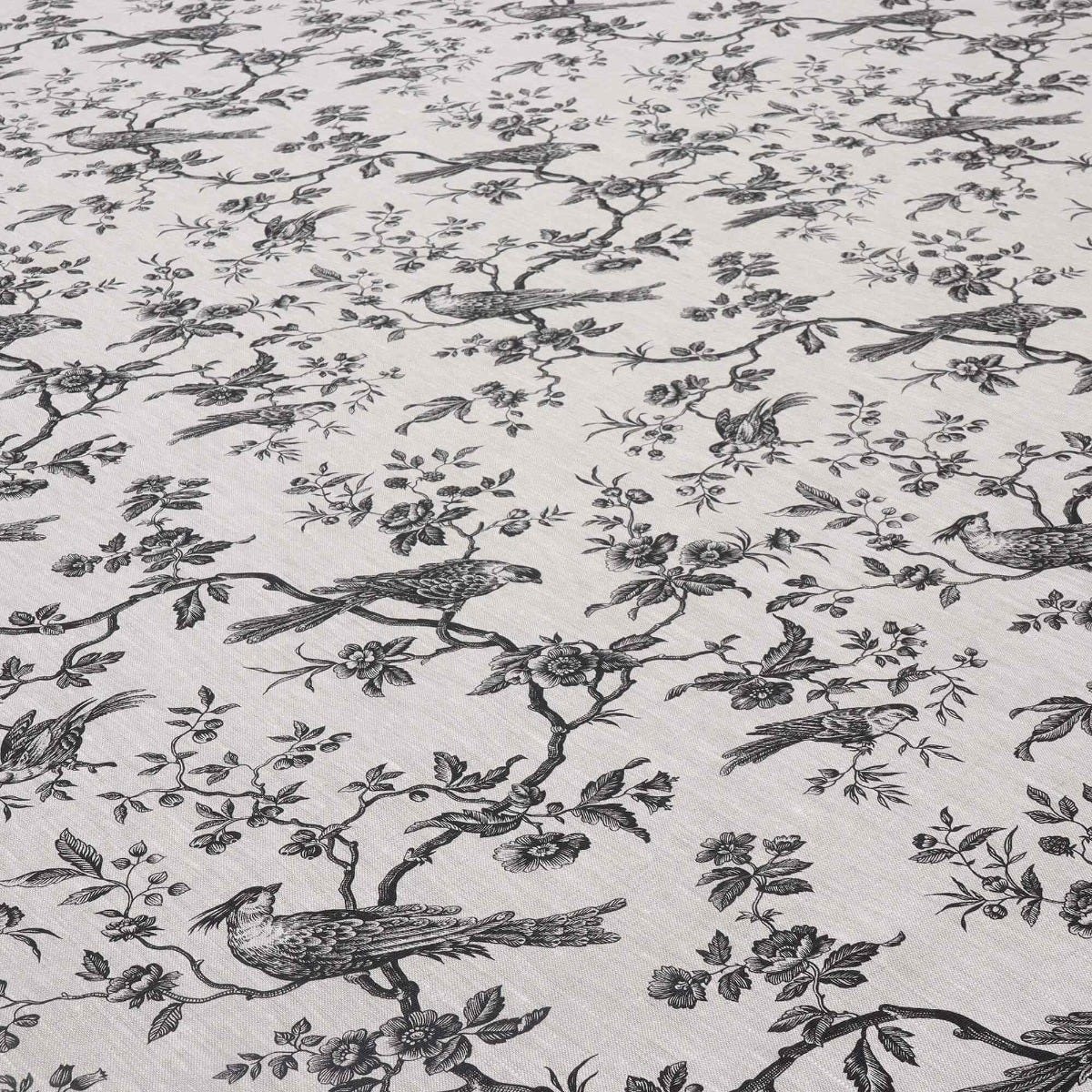 Isabelle Bird Charcoal Toile Linen Fabric - Image 4