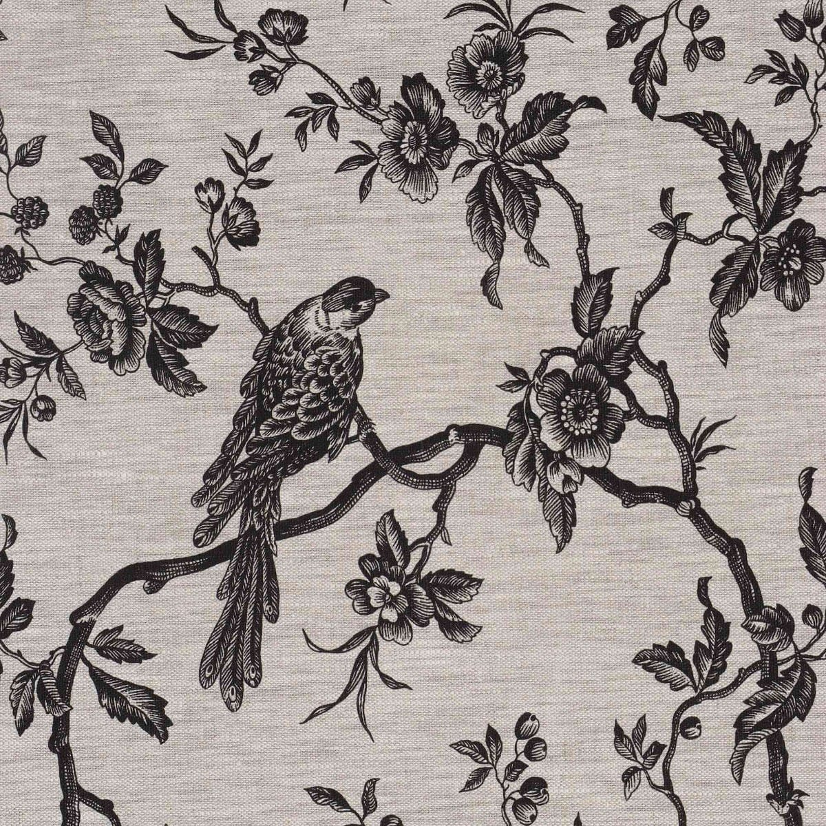 Isabelle Bird Charcoal Toile Linen Fabric - Image 6