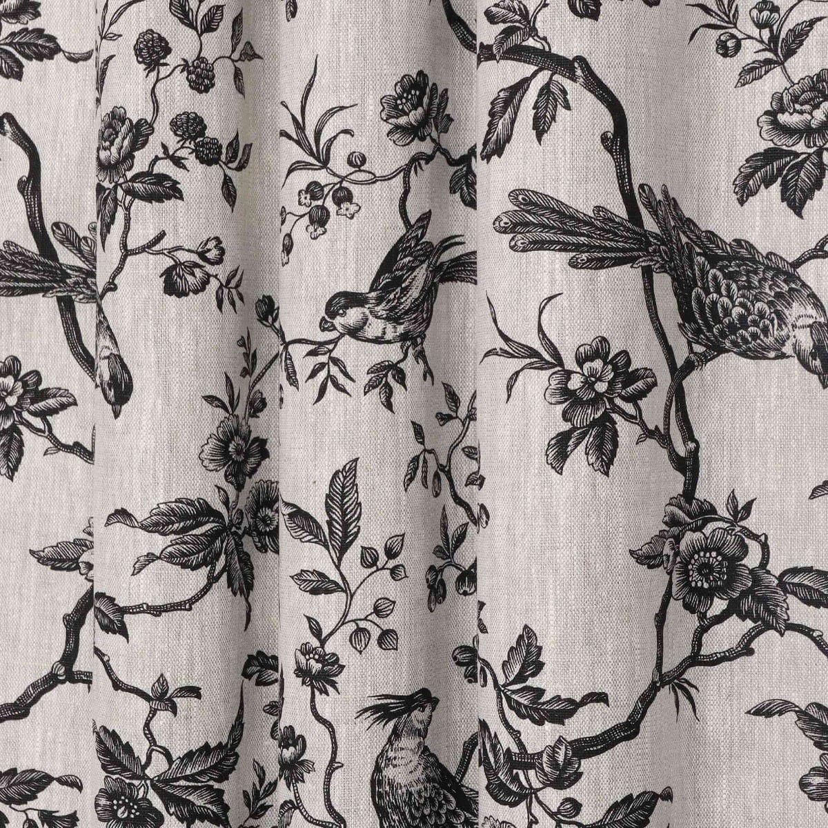 Isabelle Bird Charcoal Toile Linen Fabric - Image 7