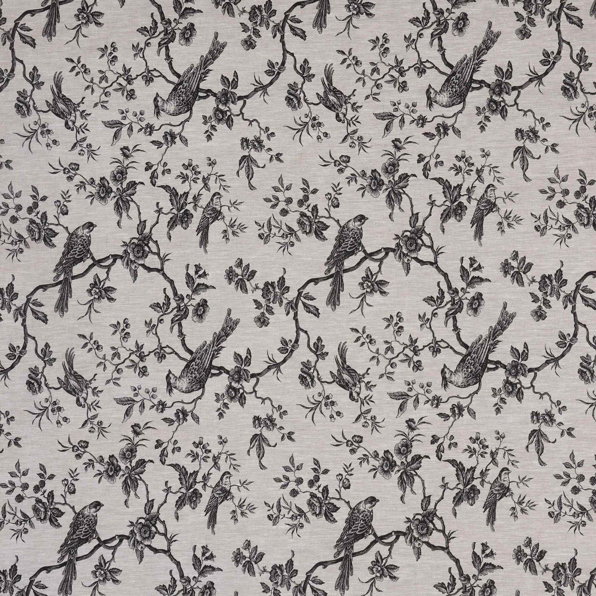 Isabelle Bird Charcoal Toile Linen Fabric - Image 8