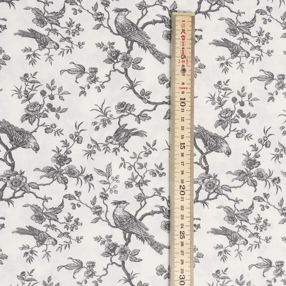 Isabelle Bird Toile Mini Charcoal Cotton Double Width Fabric - Image 4