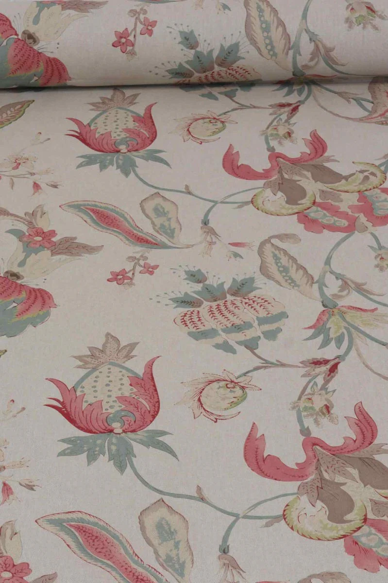 Jacobean Floral Rose Fabric - Image 2