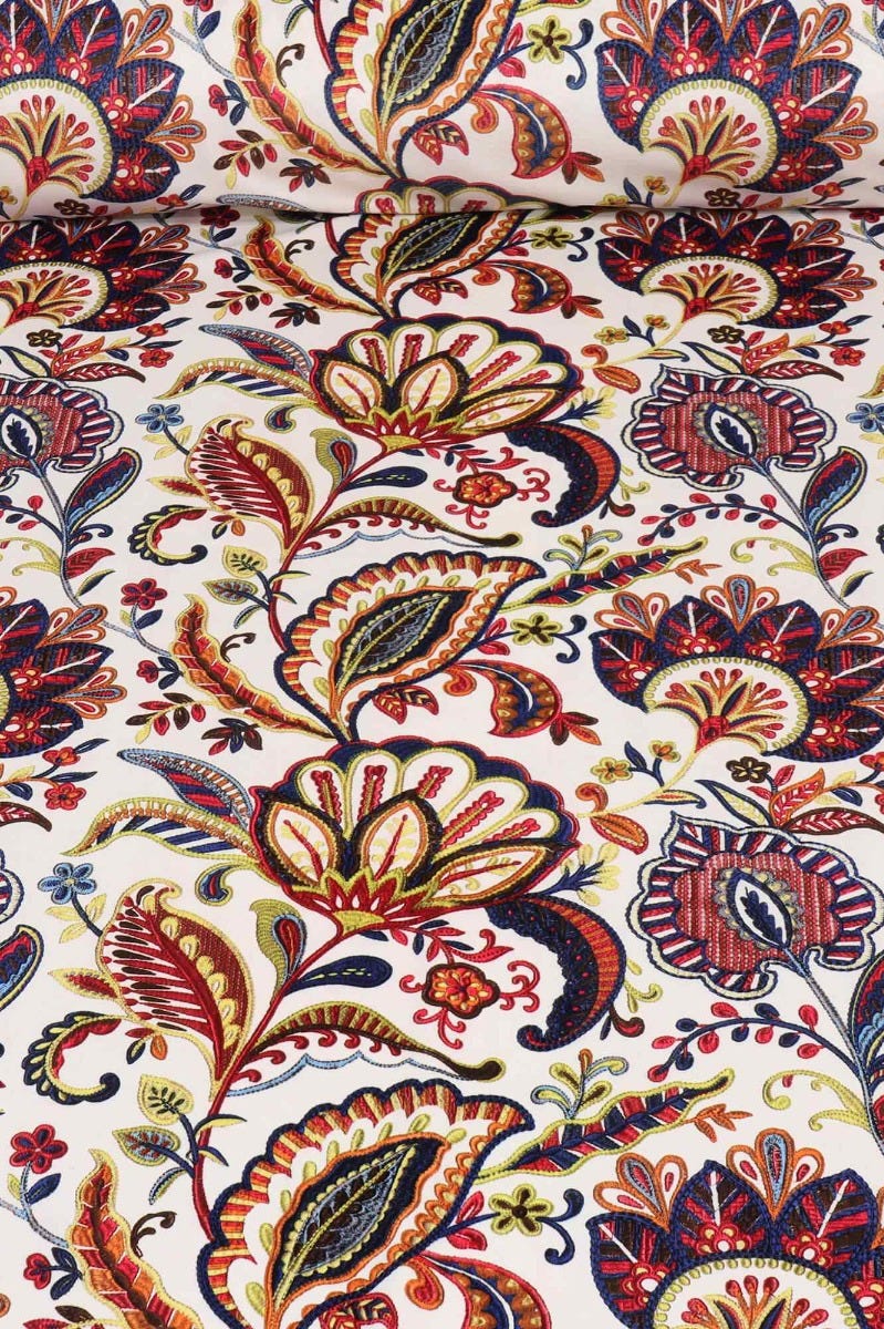 Jamboree Multi White Velvet Fabric - Image 2