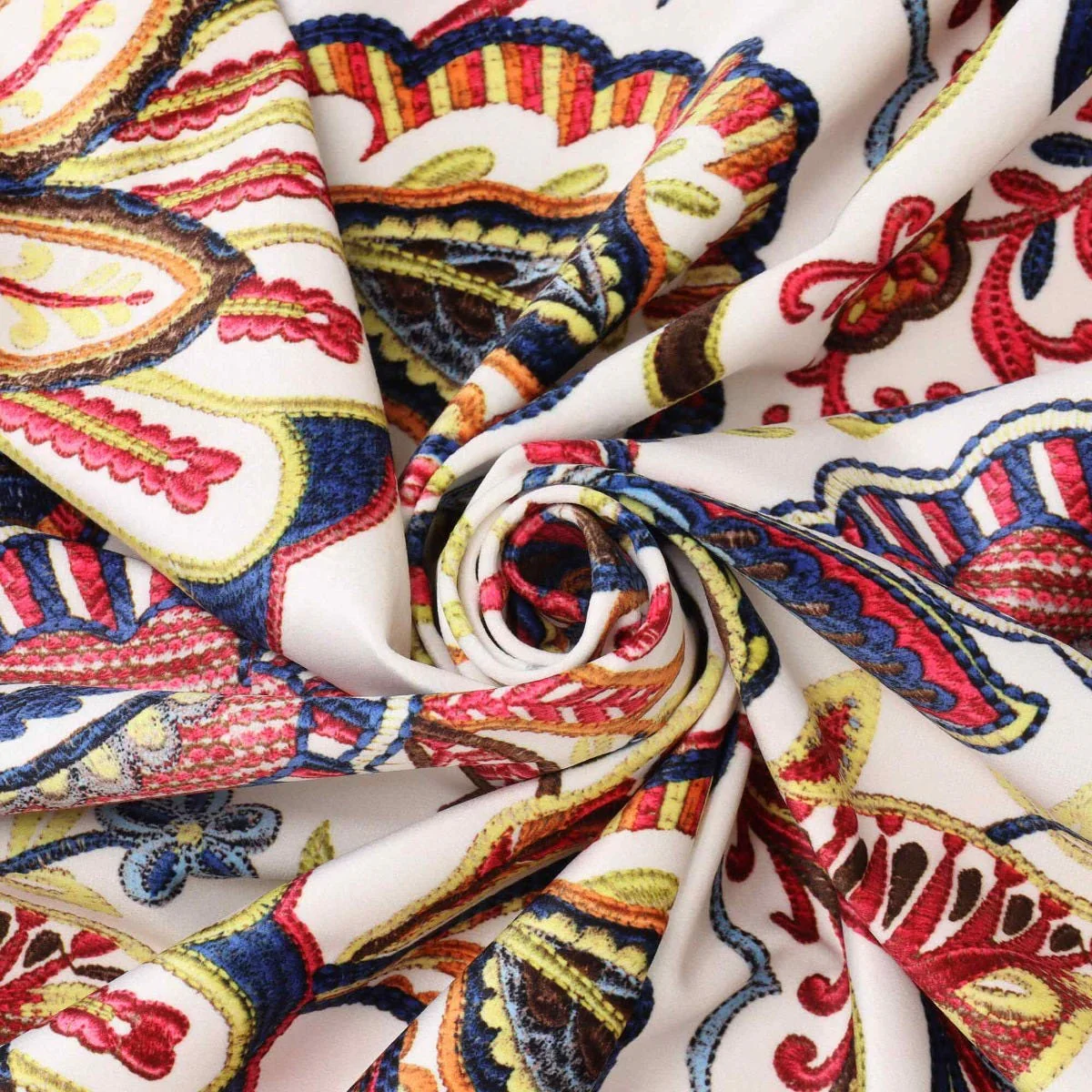 Jamboree Multi White Velvet Fabric - Image 3