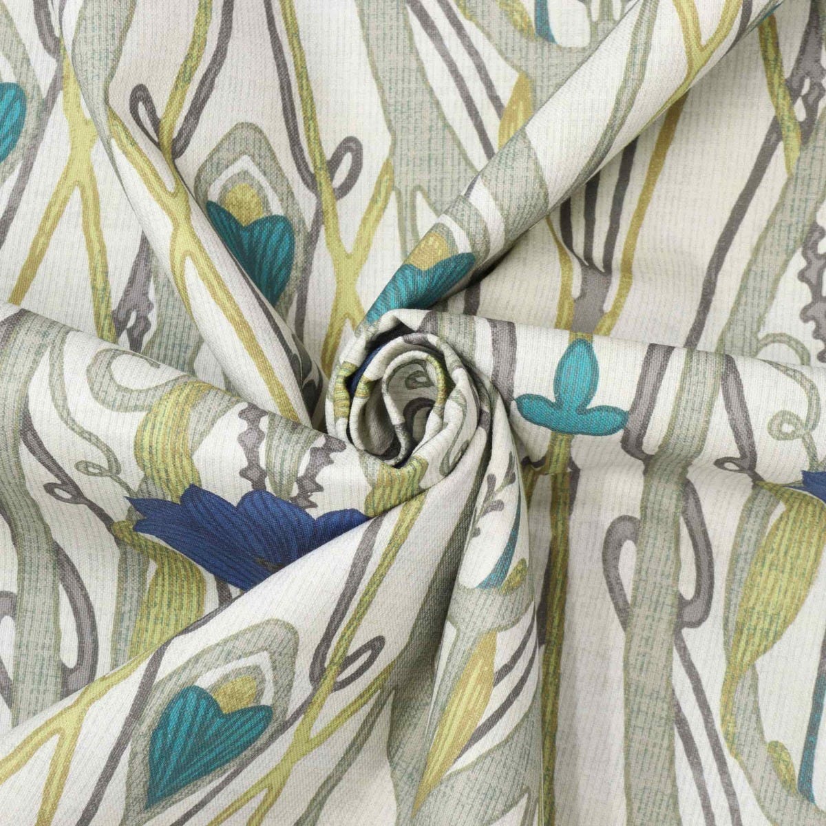 Clearance Jubilee Sapphire on Cream Double Width Fabric - Image 3