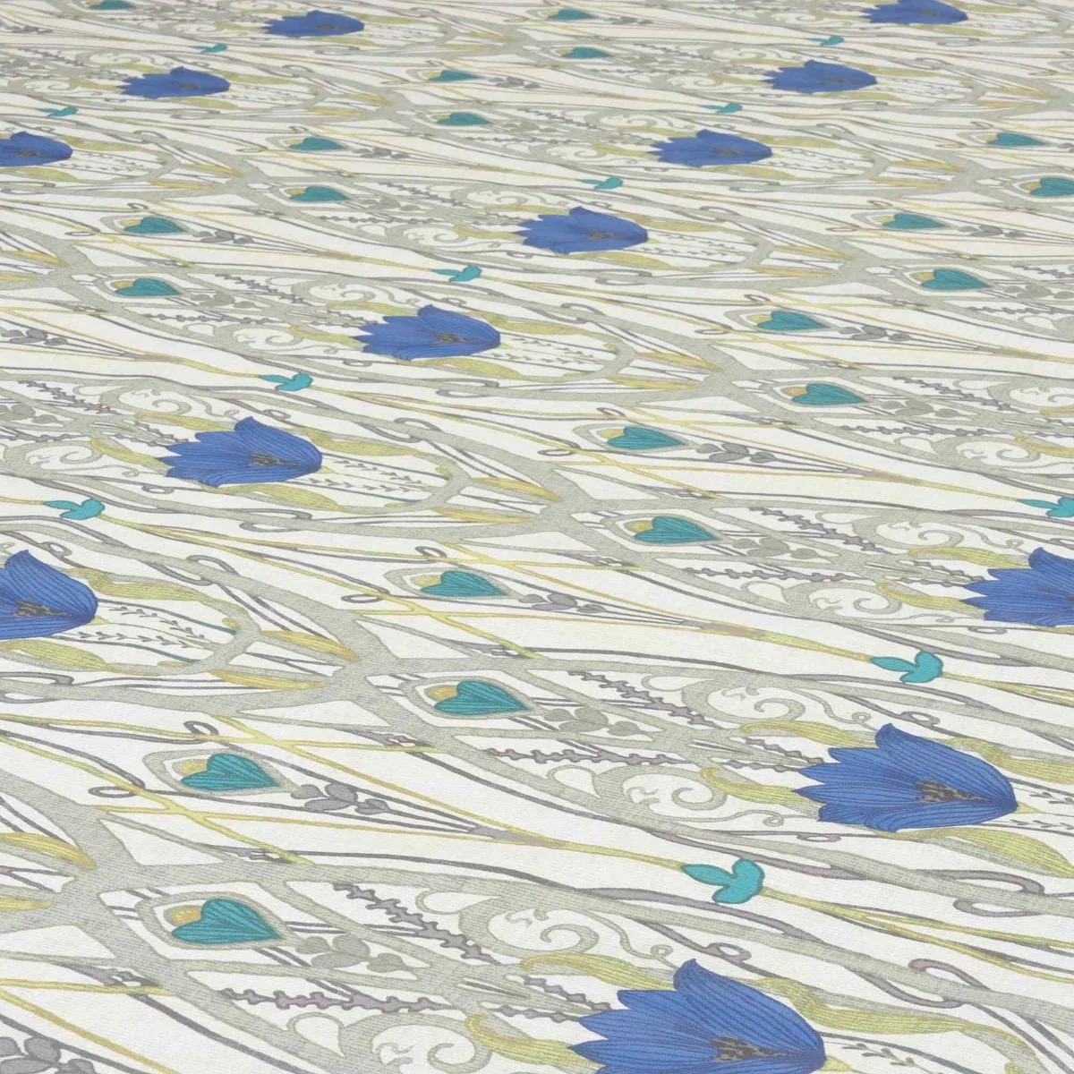 Clearance Jubilee Sapphire on Cream Double Width Fabric - Image 4