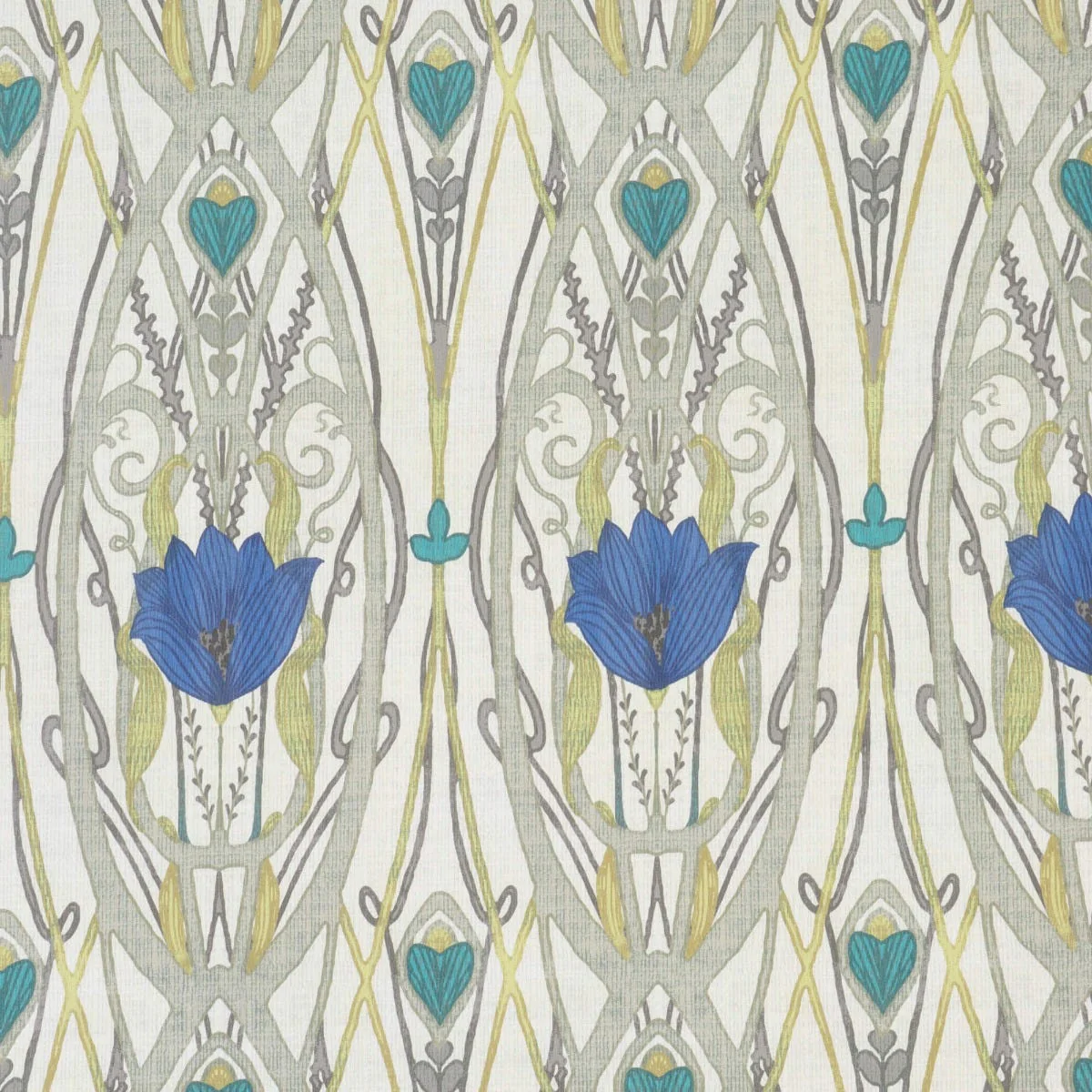 Clearance Jubilee Sapphire on Cream Double Width Fabric - Image 5