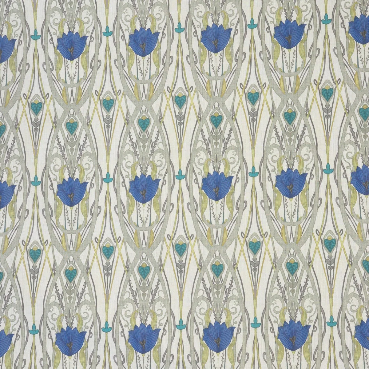 Clearance Jubilee Sapphire on Cream Double Width Fabric - Image 6
