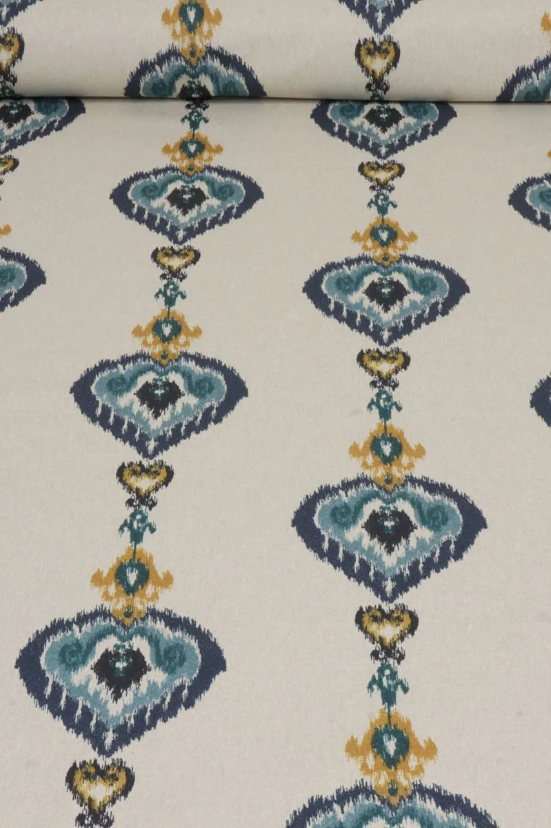 Kasbah Blue / Linen Fabric - Image 2