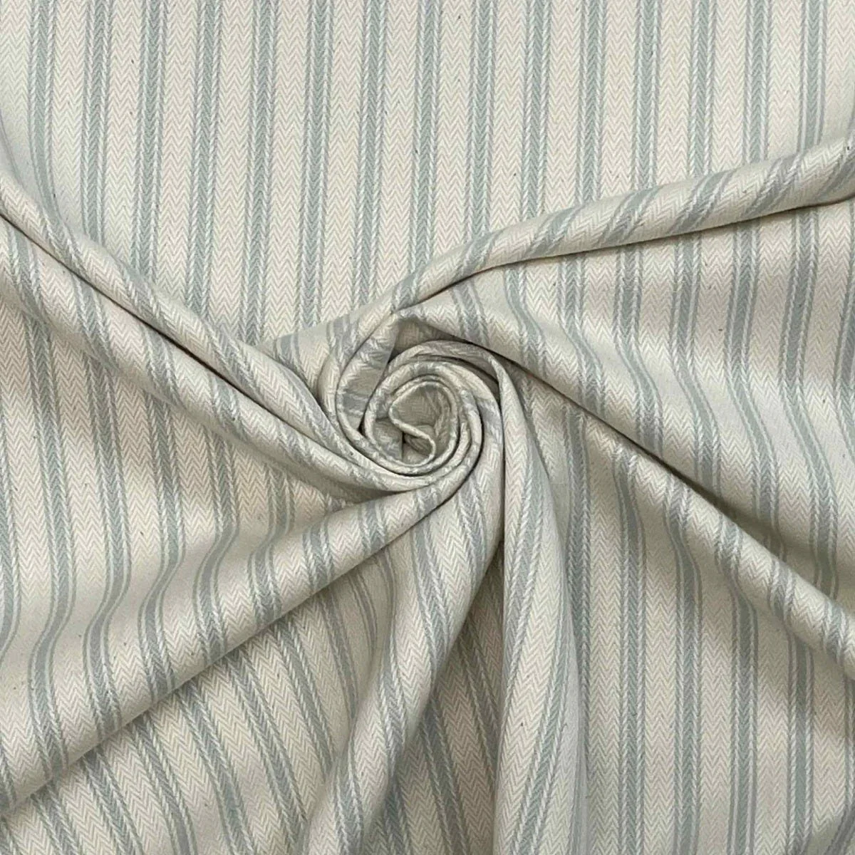 Kent Ticking Stripe Duck Egg Fabric - Image 3