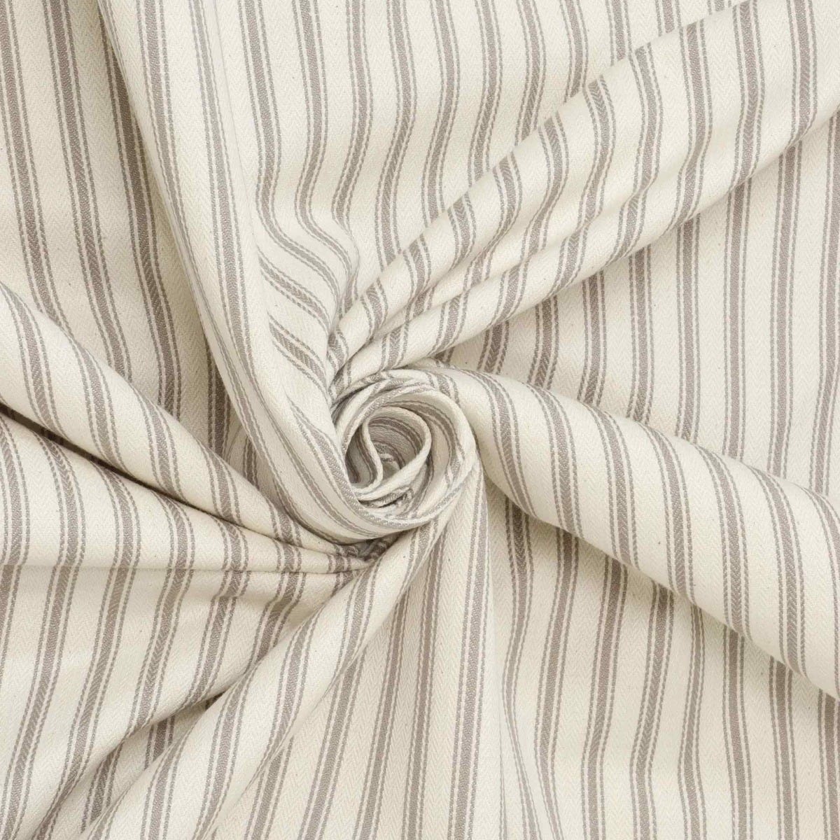 Kent Ticking Stripe Mushroom Fabric - Image 3