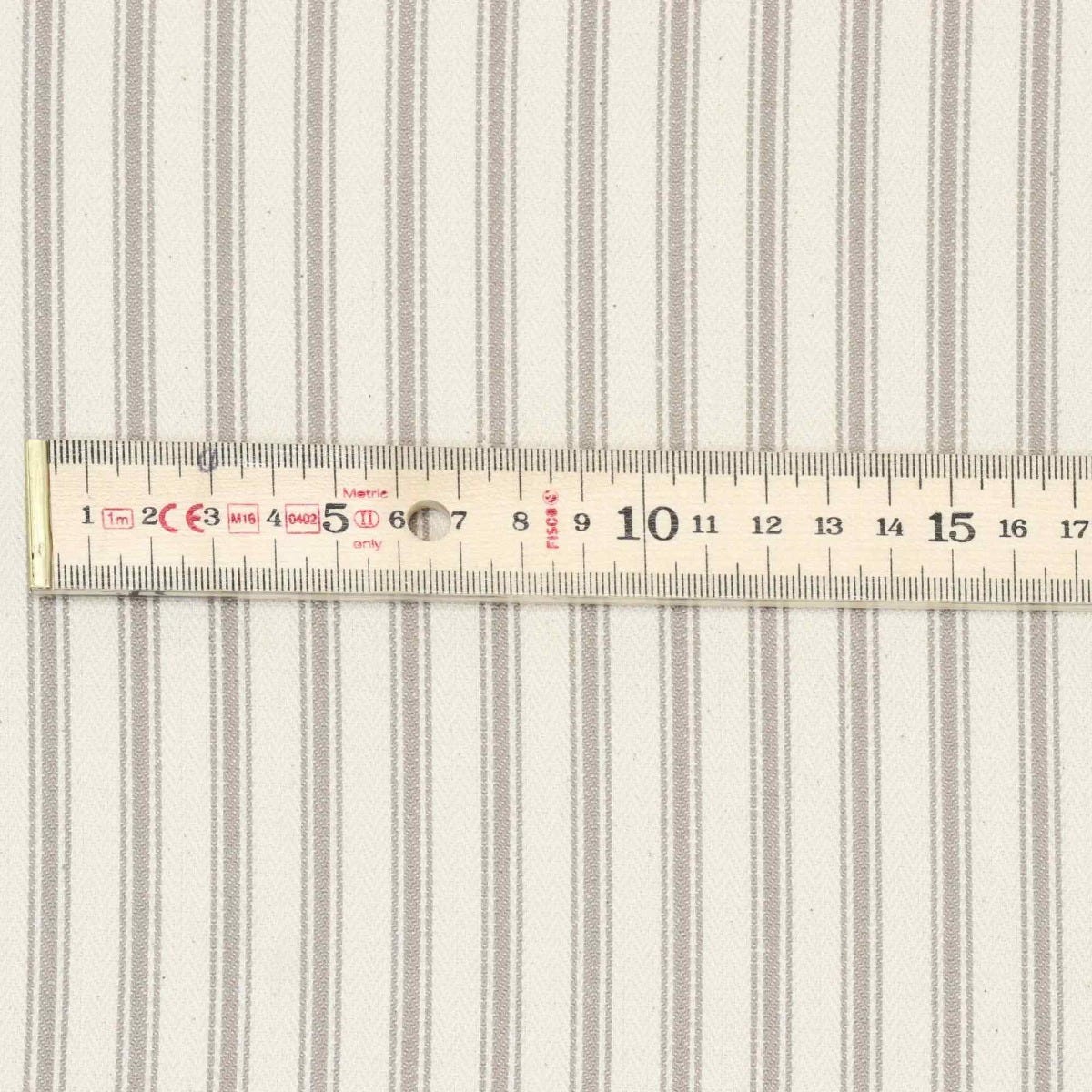 Kent Ticking Stripe Mushroom Fabric - Image 5