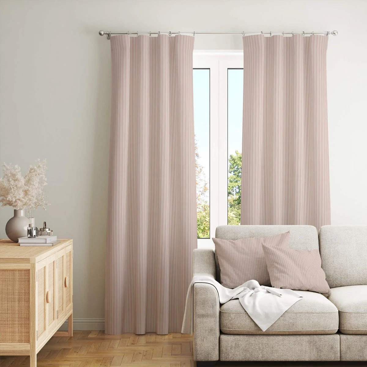 Kent Ticking Stripe Pink Fabric - Image 8