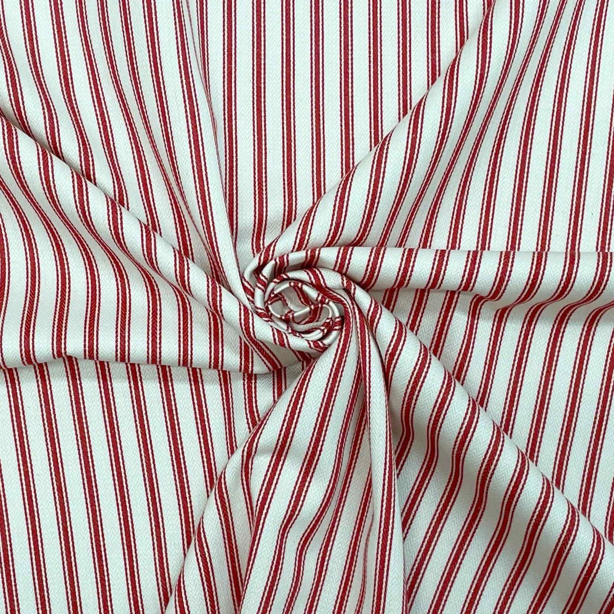 Kent Ticking Stripe Red Fabric - Image 3