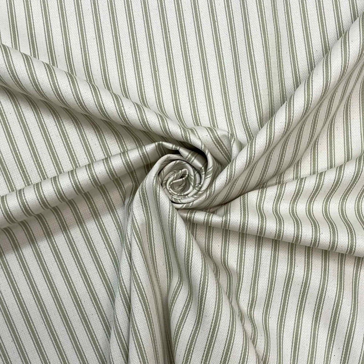 Kent Ticking Stripe Sage Fabric - Image 3