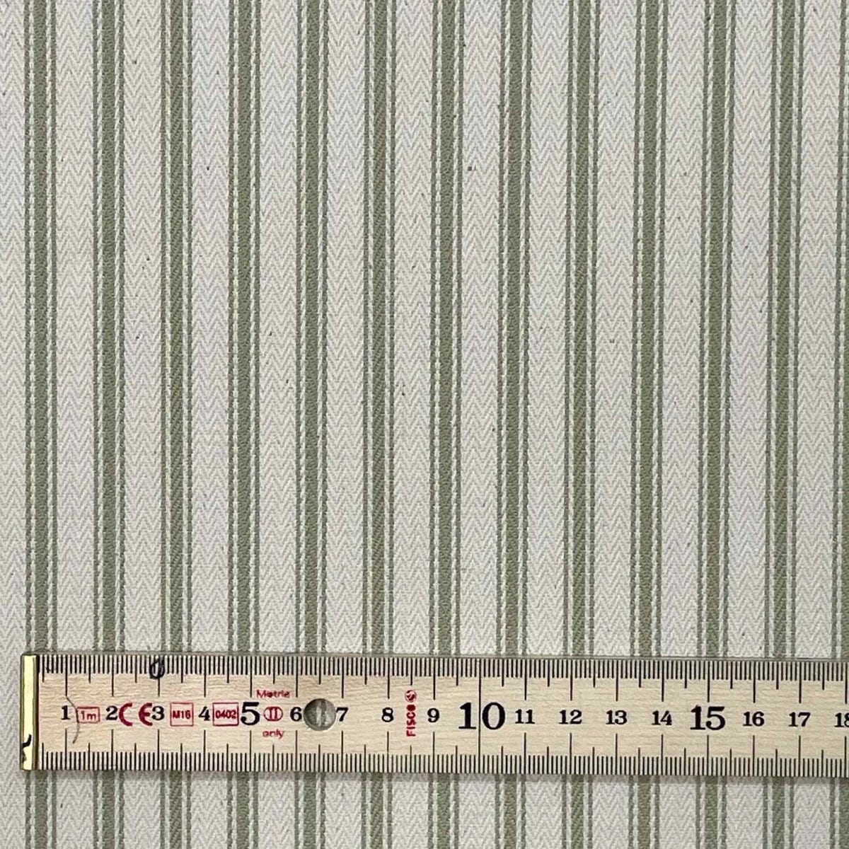 Kent Ticking Stripe Sage Fabric - Image 5