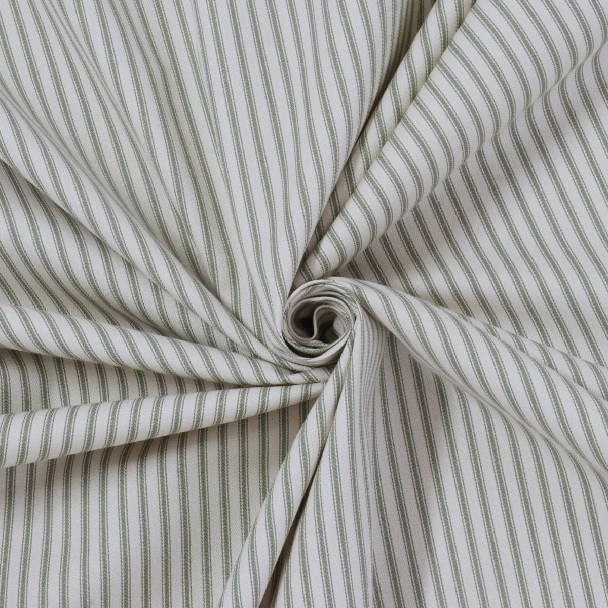 Luxury Green French Ticking Stripe Fabric - Image 3