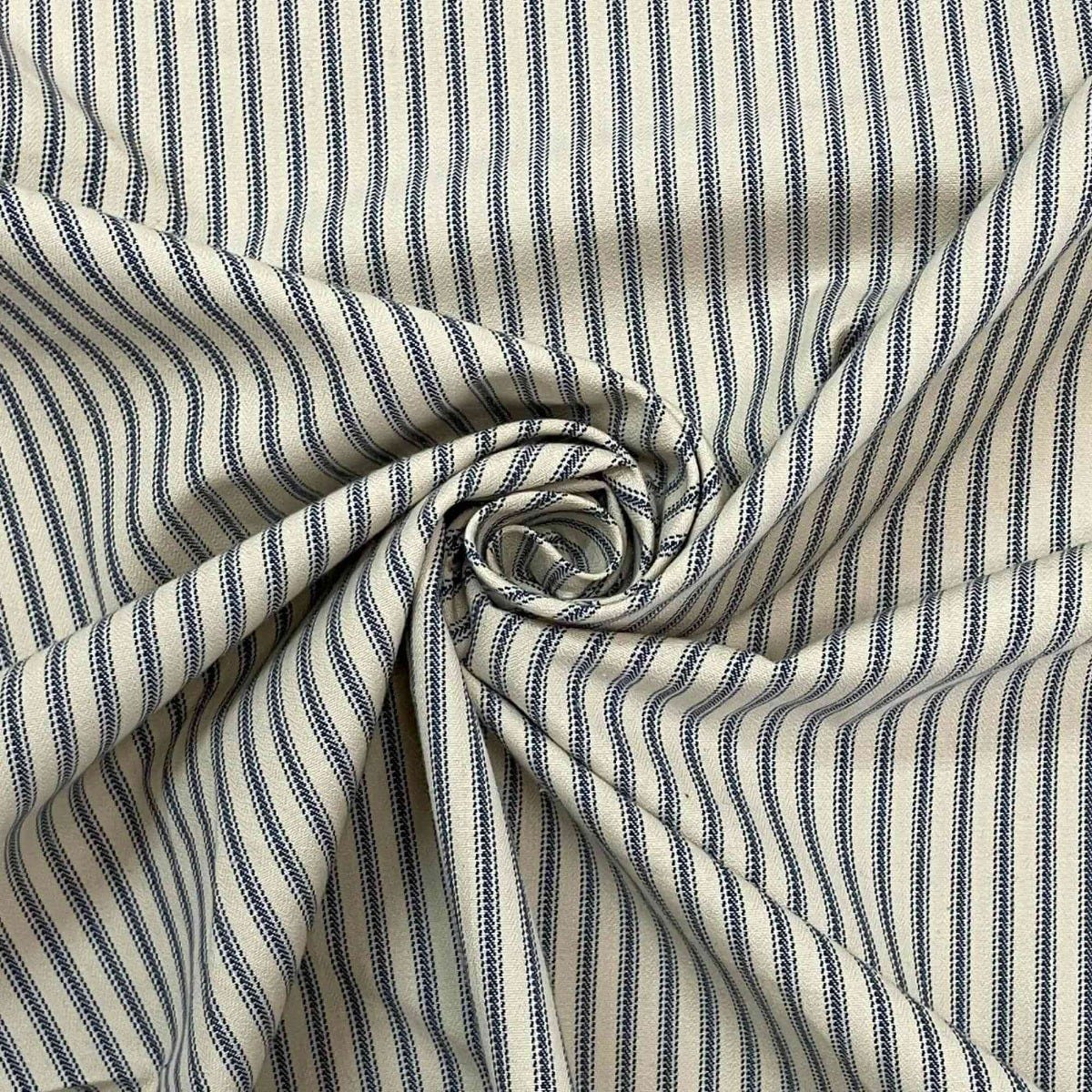Luxury Navy French Ticking Stripe Fabric - Image 3