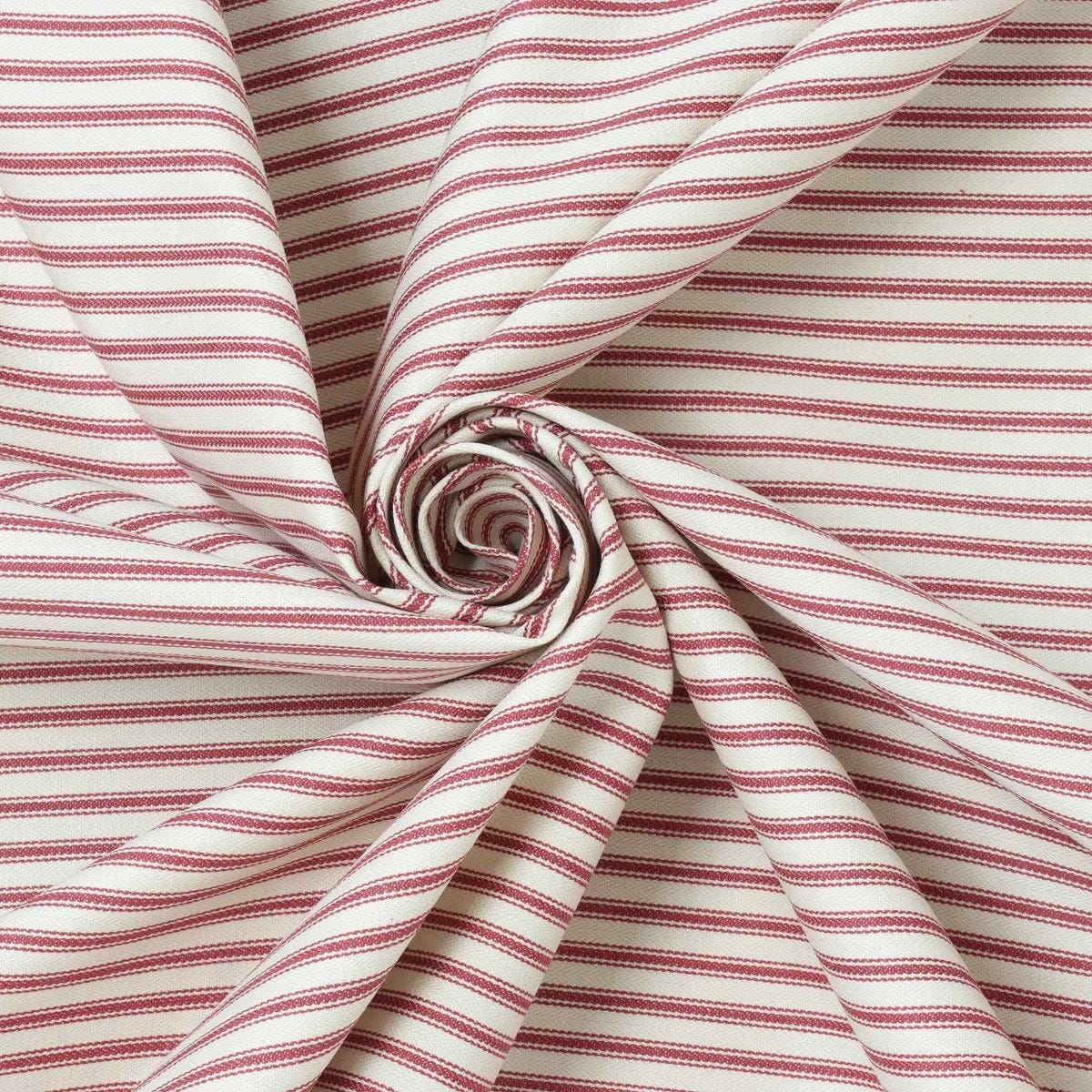 Luxury Red French Ticking Stripe Fabric - Image 3