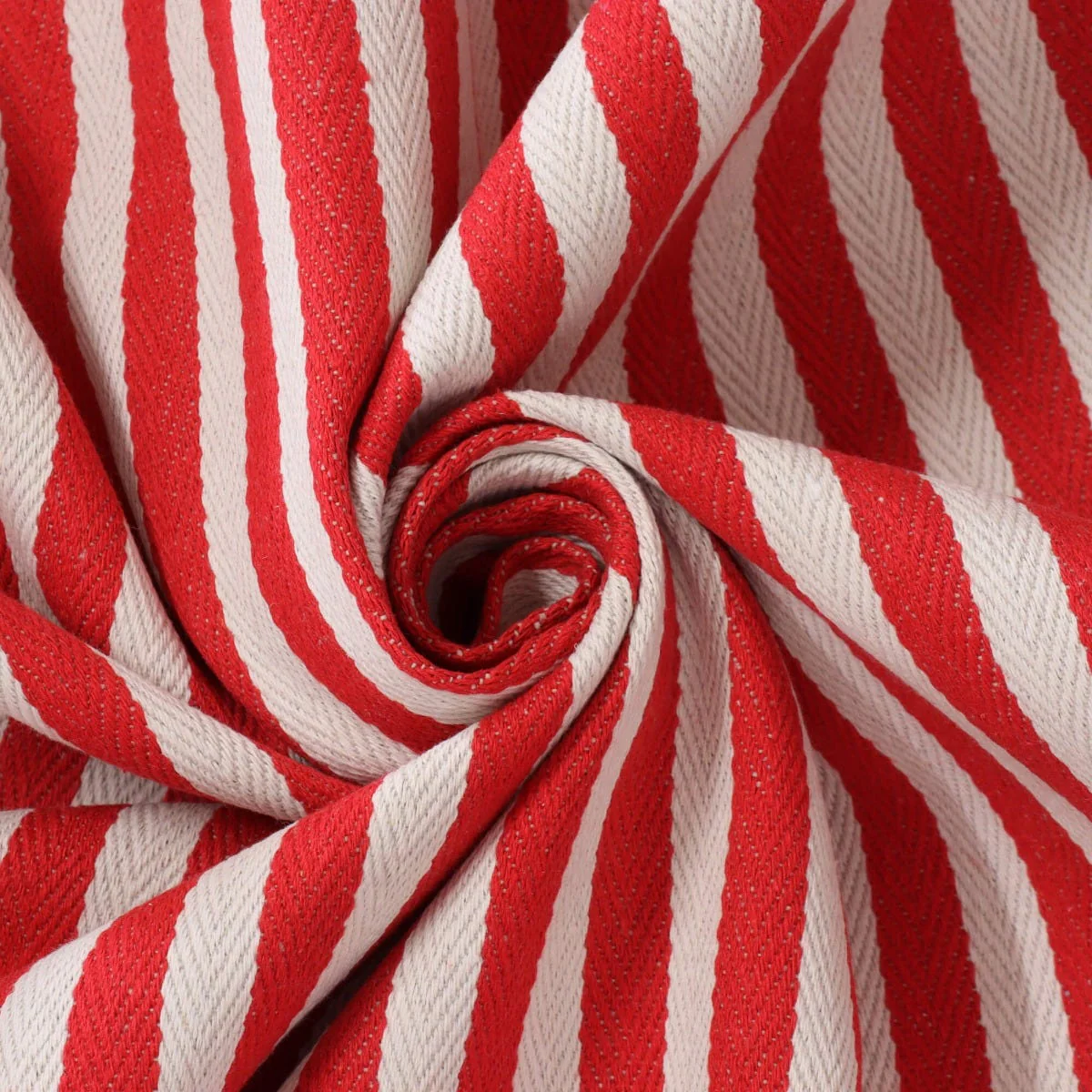 Lynmouth Red Herringbone Stripe Fabric - Image 3