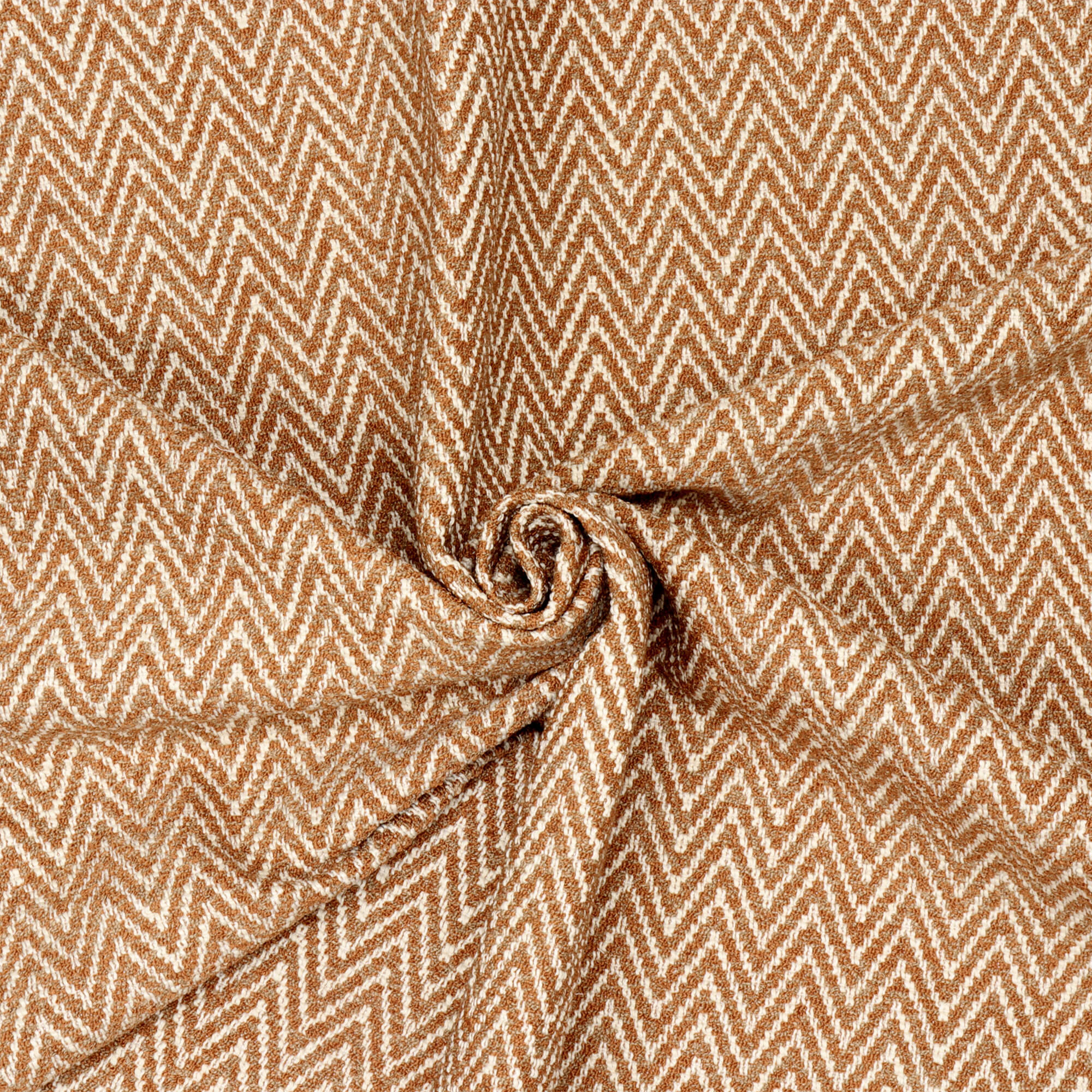 Malaga Herringbone Stripe Chestnut Fabric - Image 3