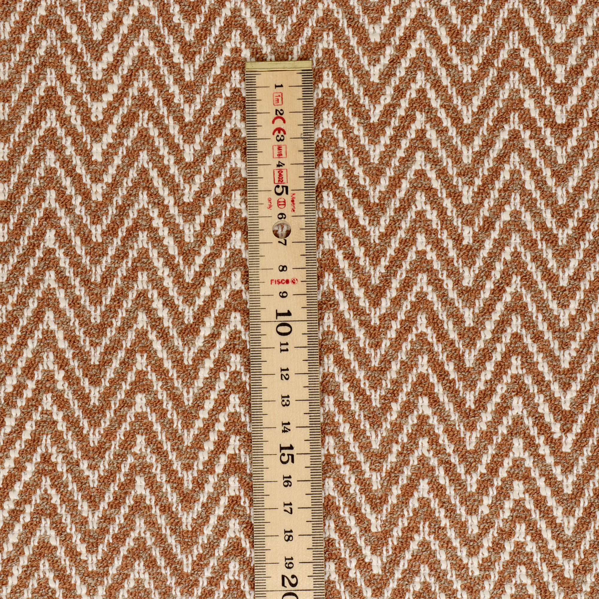 Malaga Herringbone Stripe Chestnut Fabric - Image 5