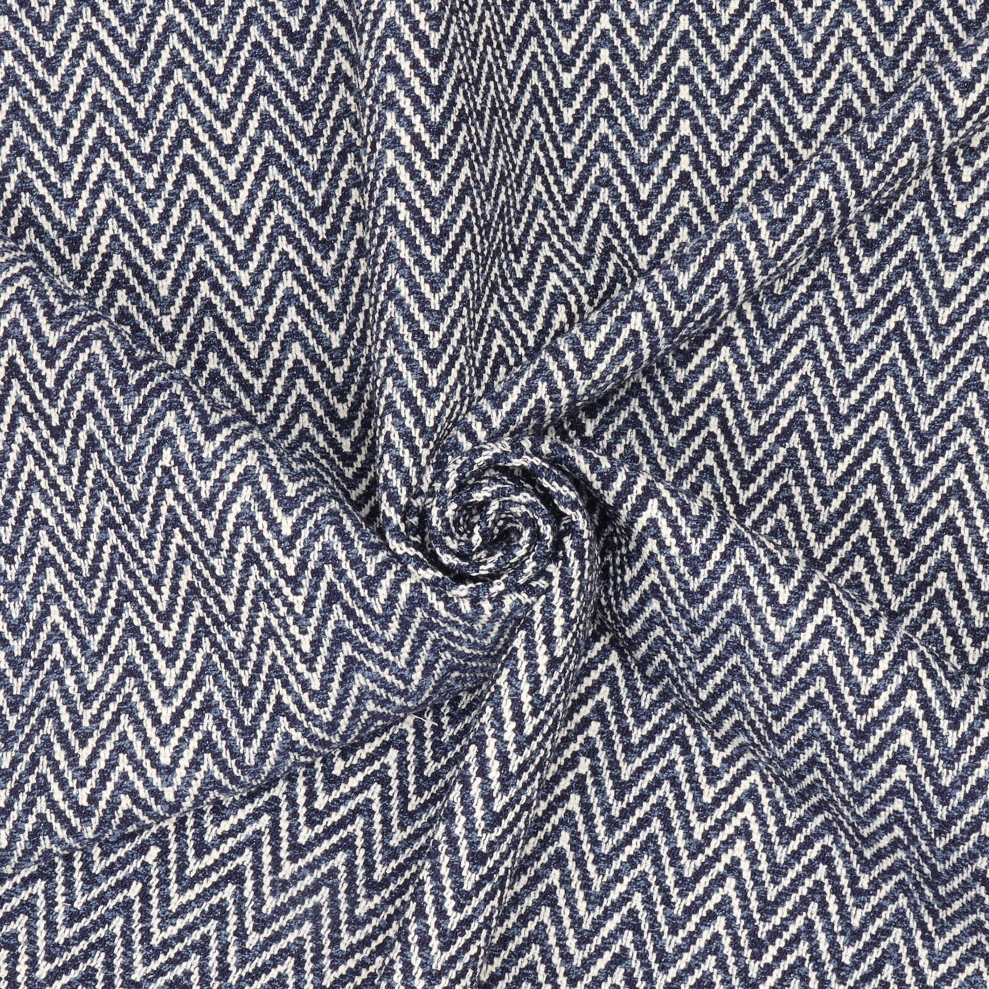 Malaga Herringbone Stripe Ink Blue Fabric - Image 3