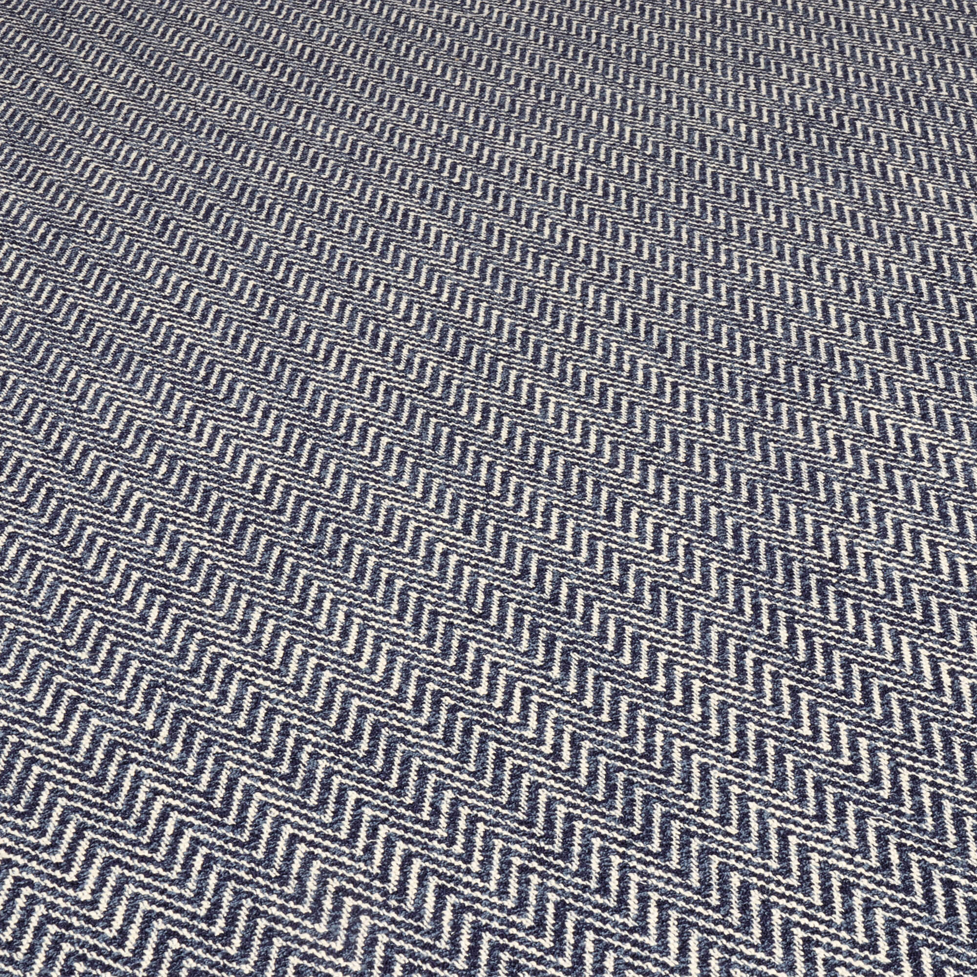 Malaga Herringbone Stripe Ink Blue Fabric - Image 4