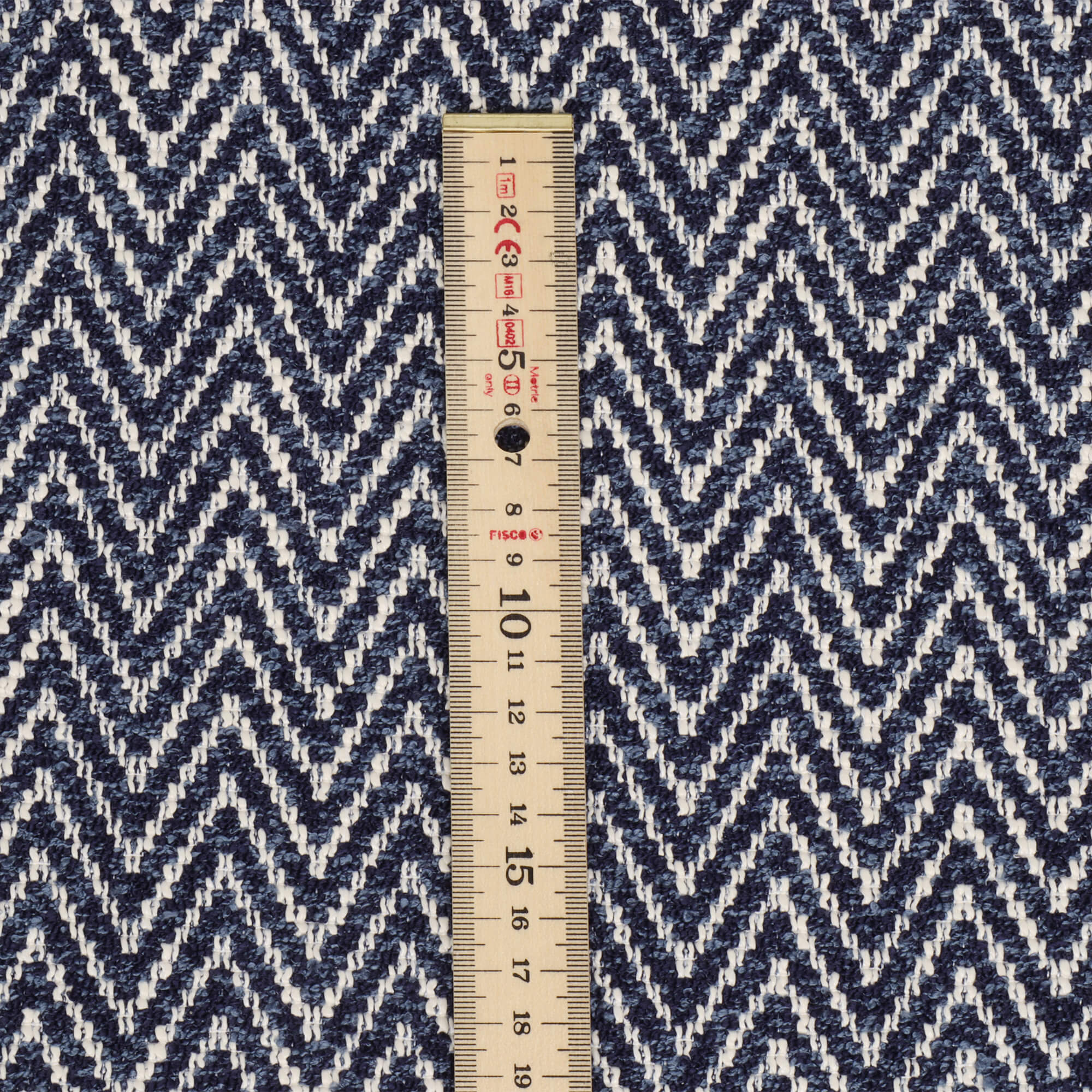 Malaga Herringbone Stripe Ink Blue Fabric - Image 5