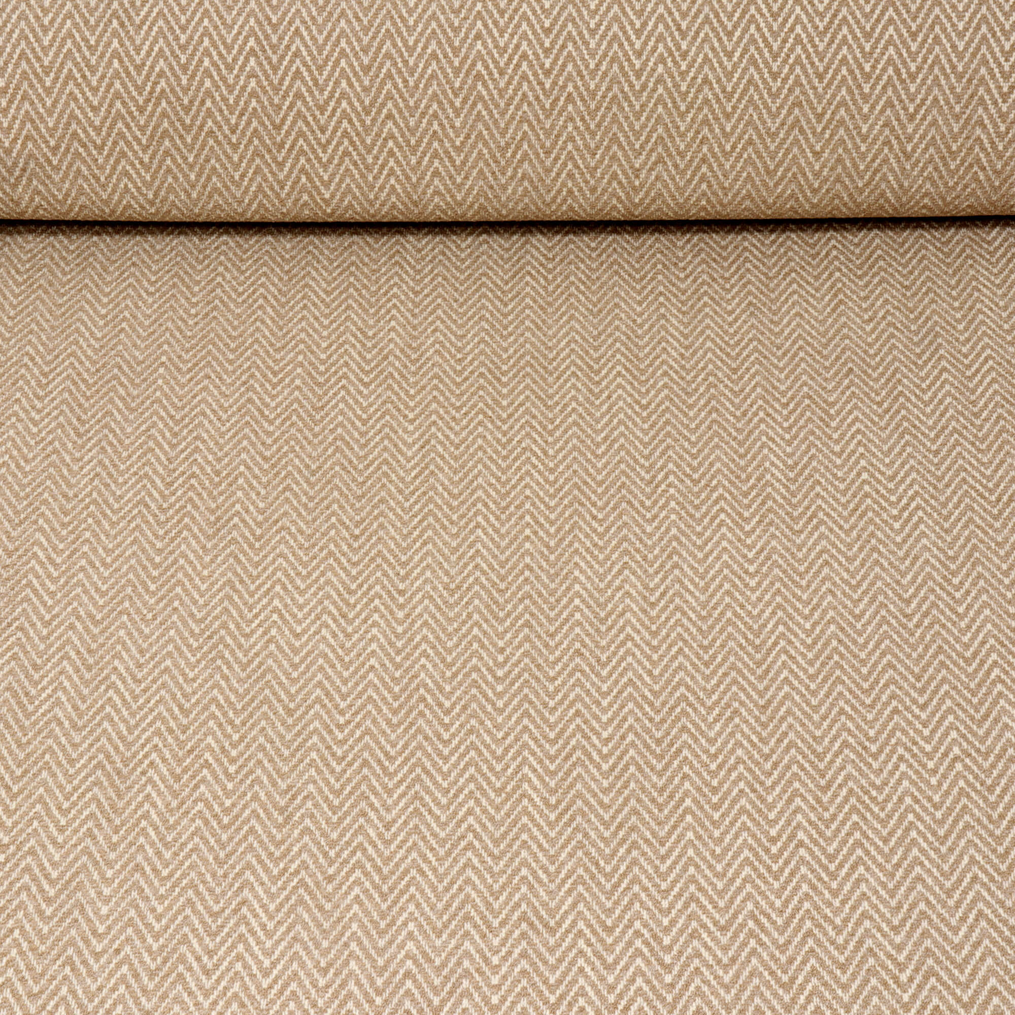 Malaga Herringbone Stripe Taupe Fabric - Image 2