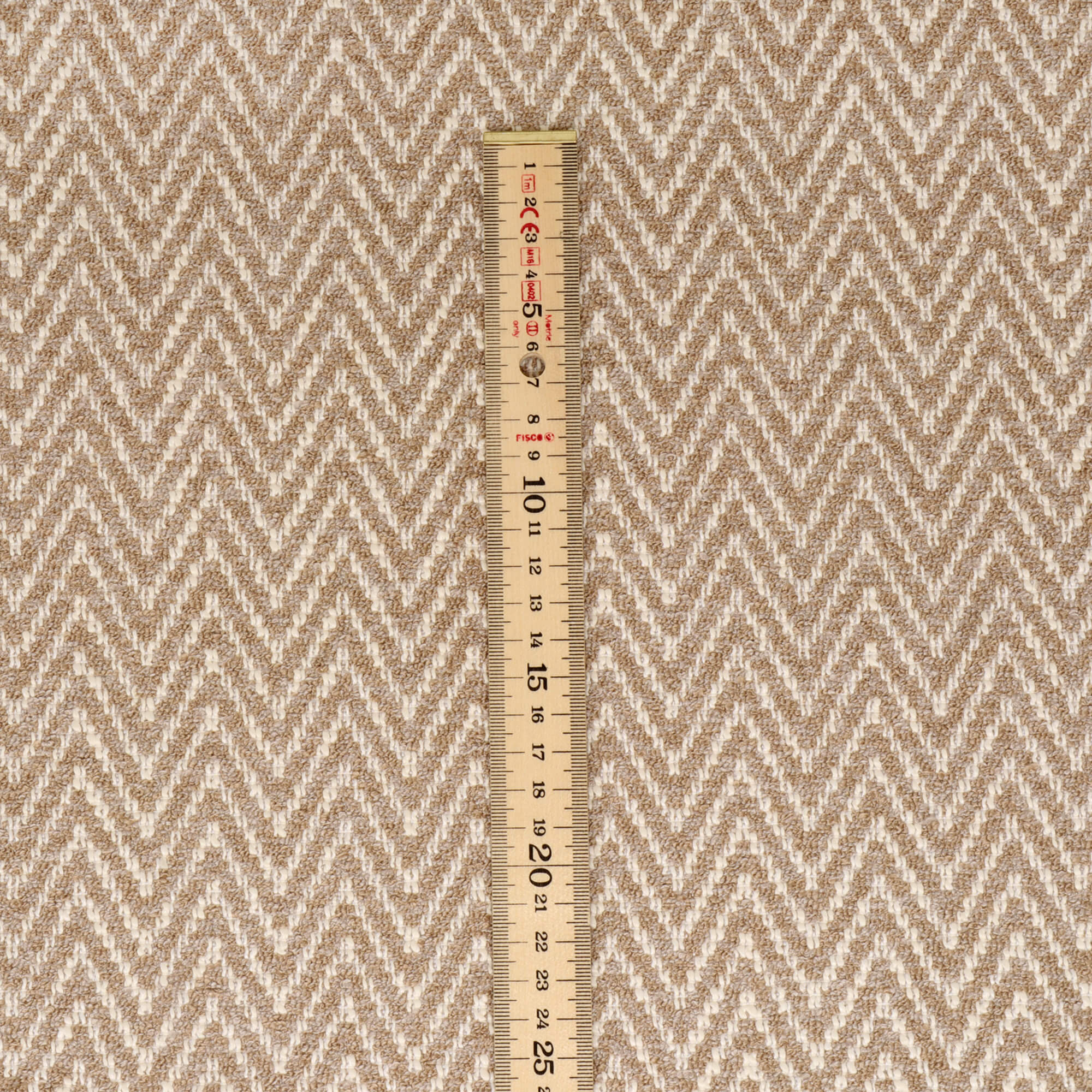 Malaga Herringbone Stripe Taupe Fabric - Image 5