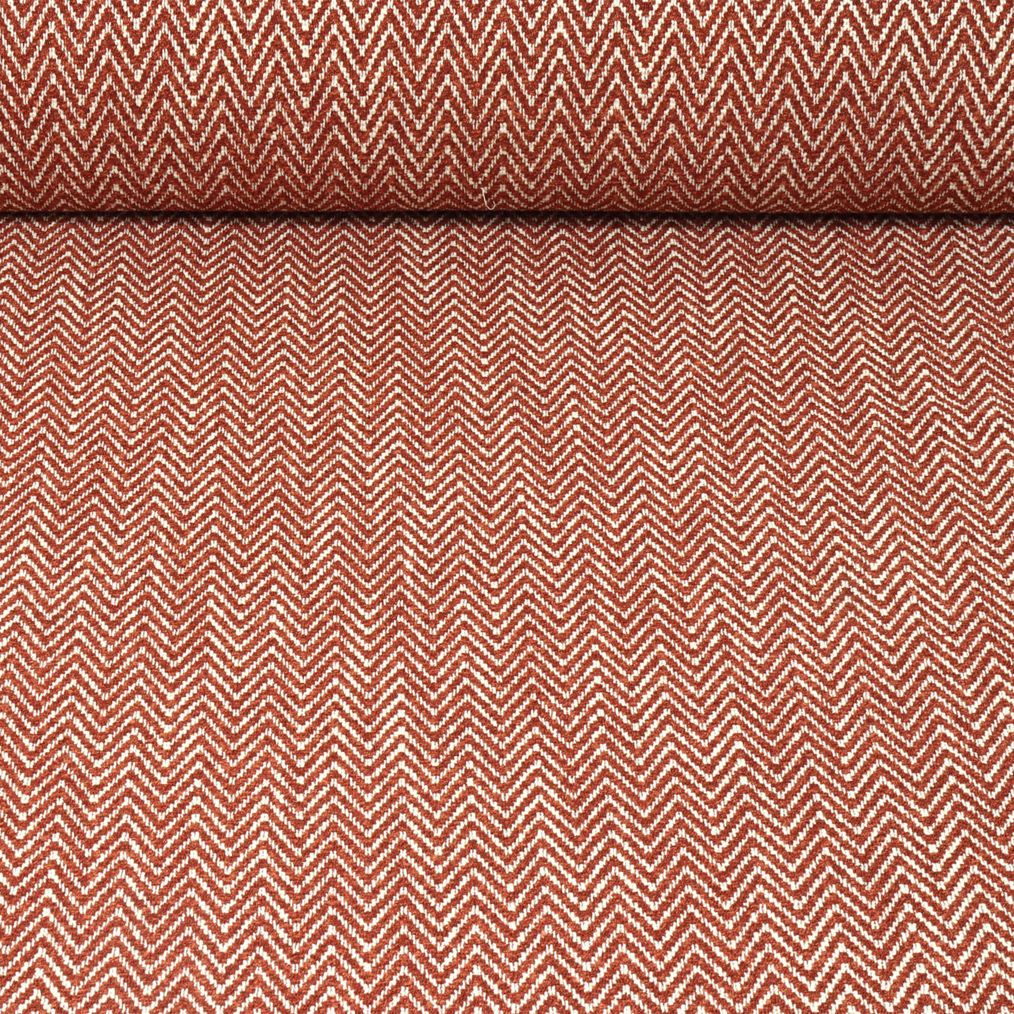 Malaga Herringbone Stripe Terracotta Fabric - Image 2