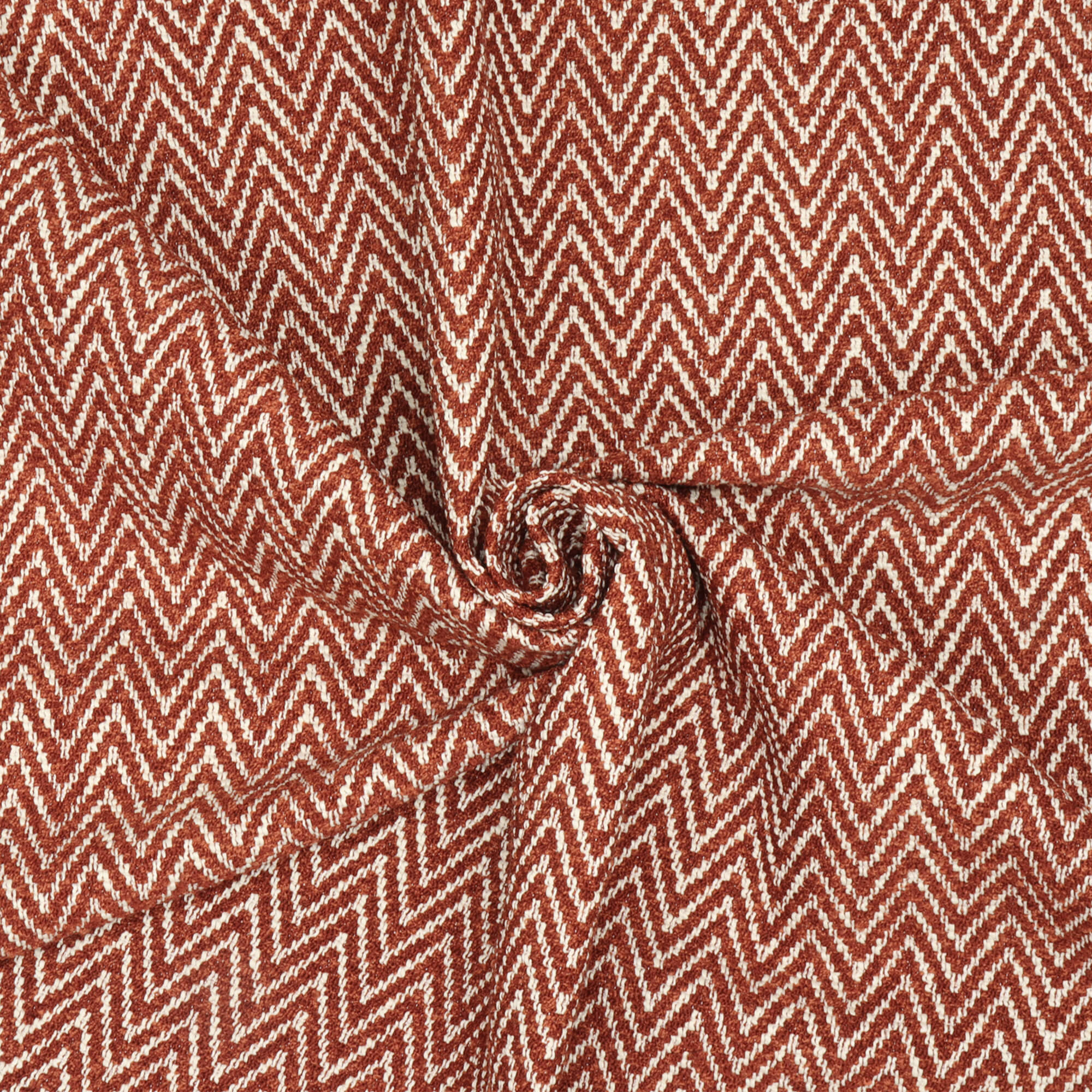 Malaga Herringbone Stripe Terracotta Fabric - Image 3