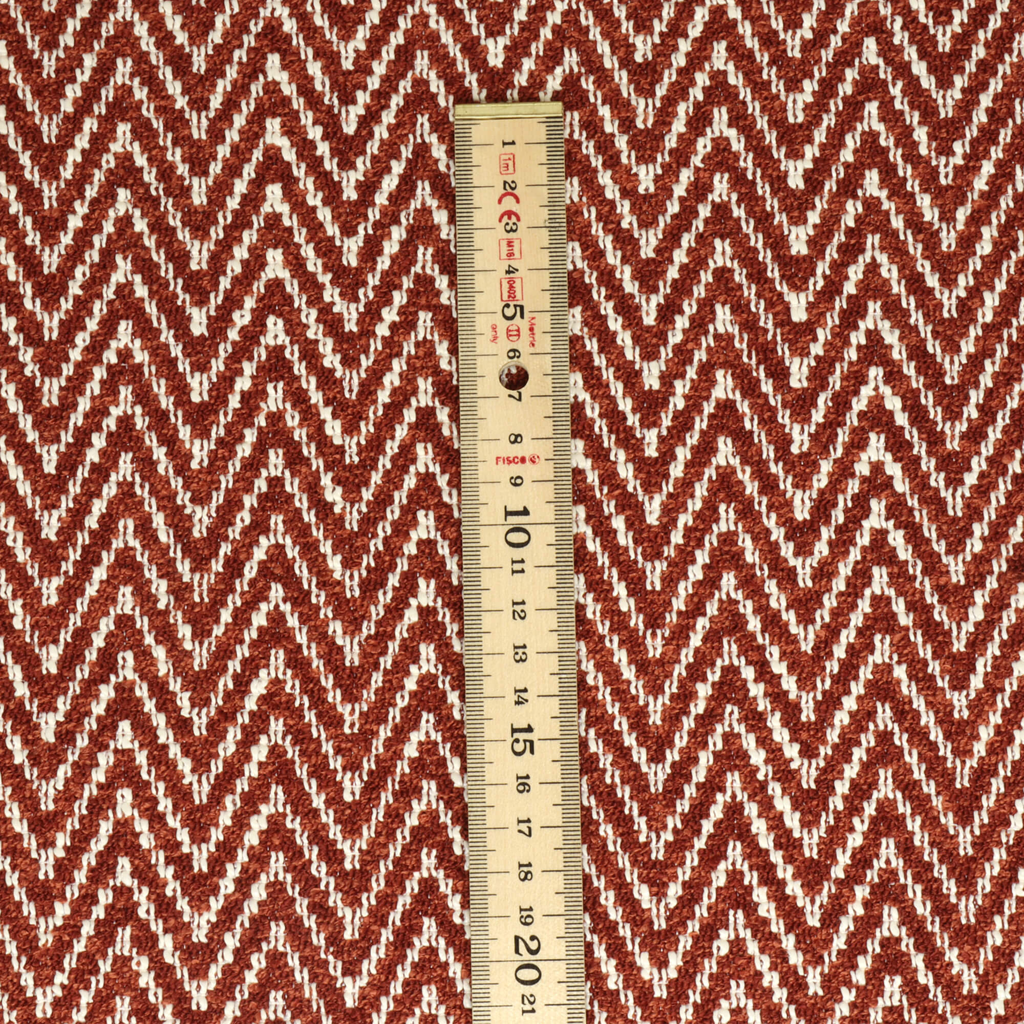 Malaga Herringbone Stripe Terracotta Fabric - Image 5